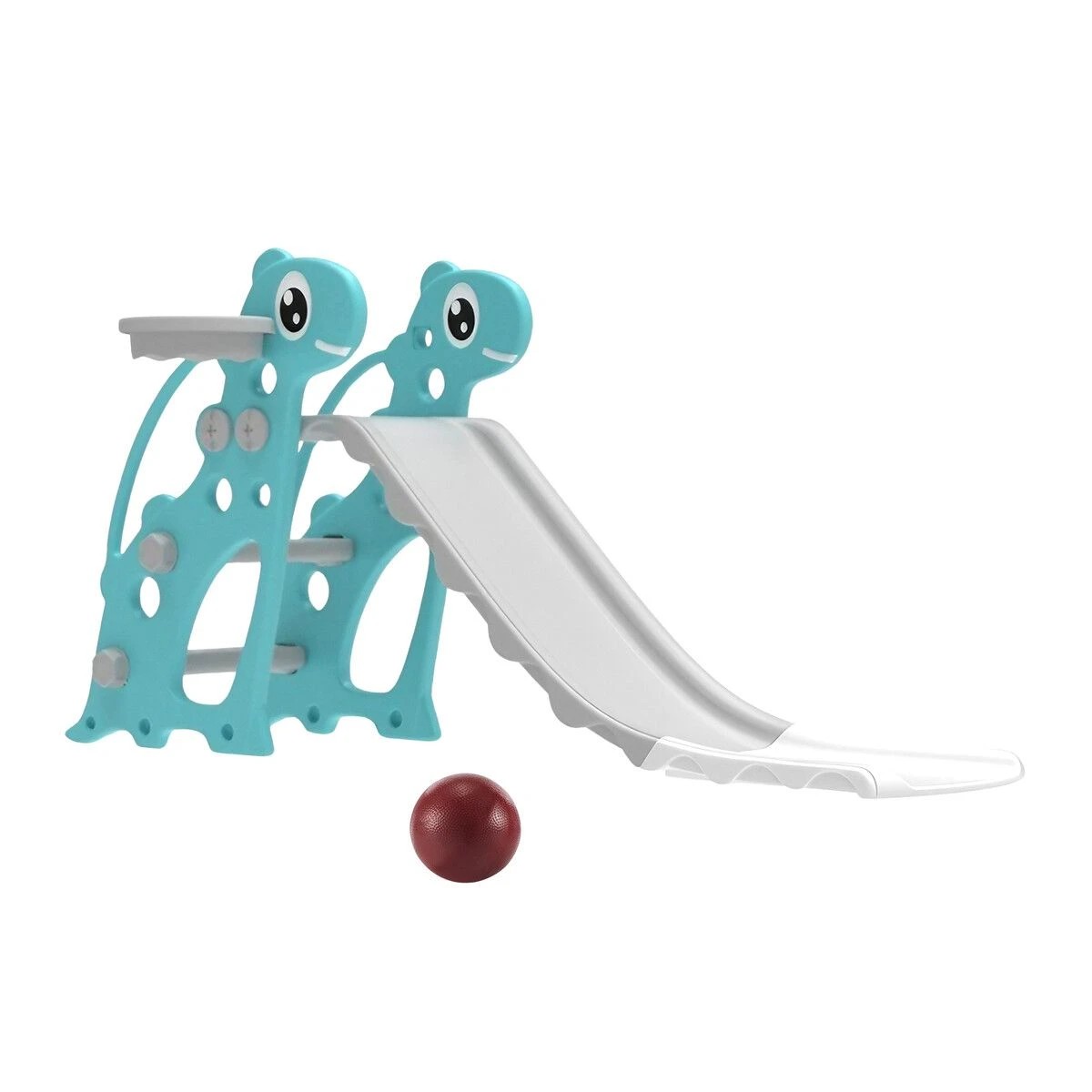 1 Kidbot 3 in 1 Kids Slide Ladder Set Climber Steps Basketball Hoop, 1 of 4