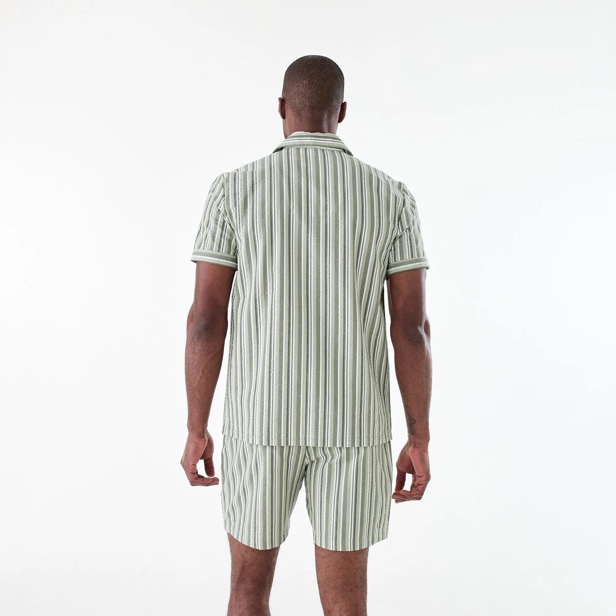 3 Short Sleeve Button Through Pyjama Set CANAL STRIPE, 3 of 8