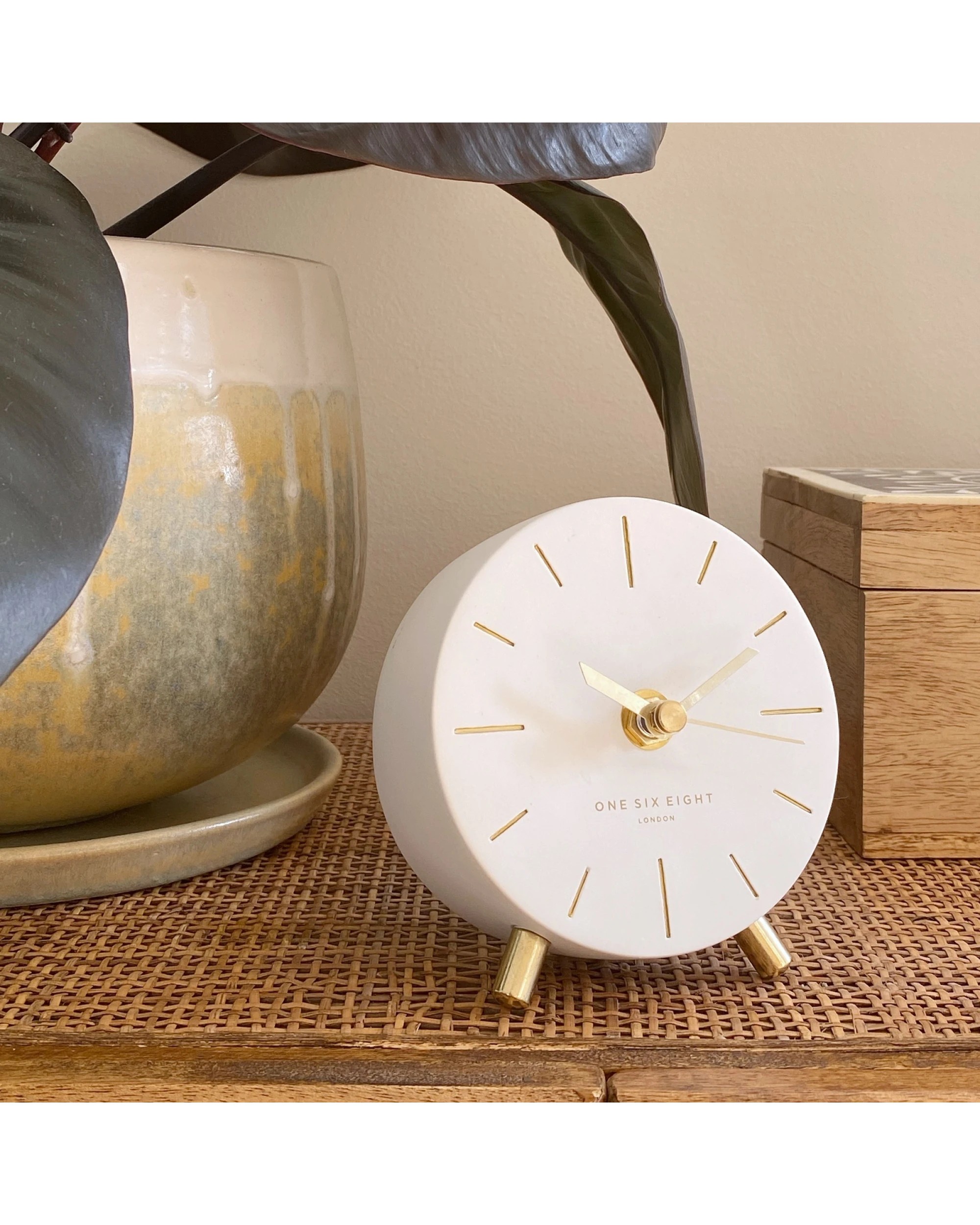 4 One Six Eight London Angelo Silent Mantel Clock - White, 4 of 4