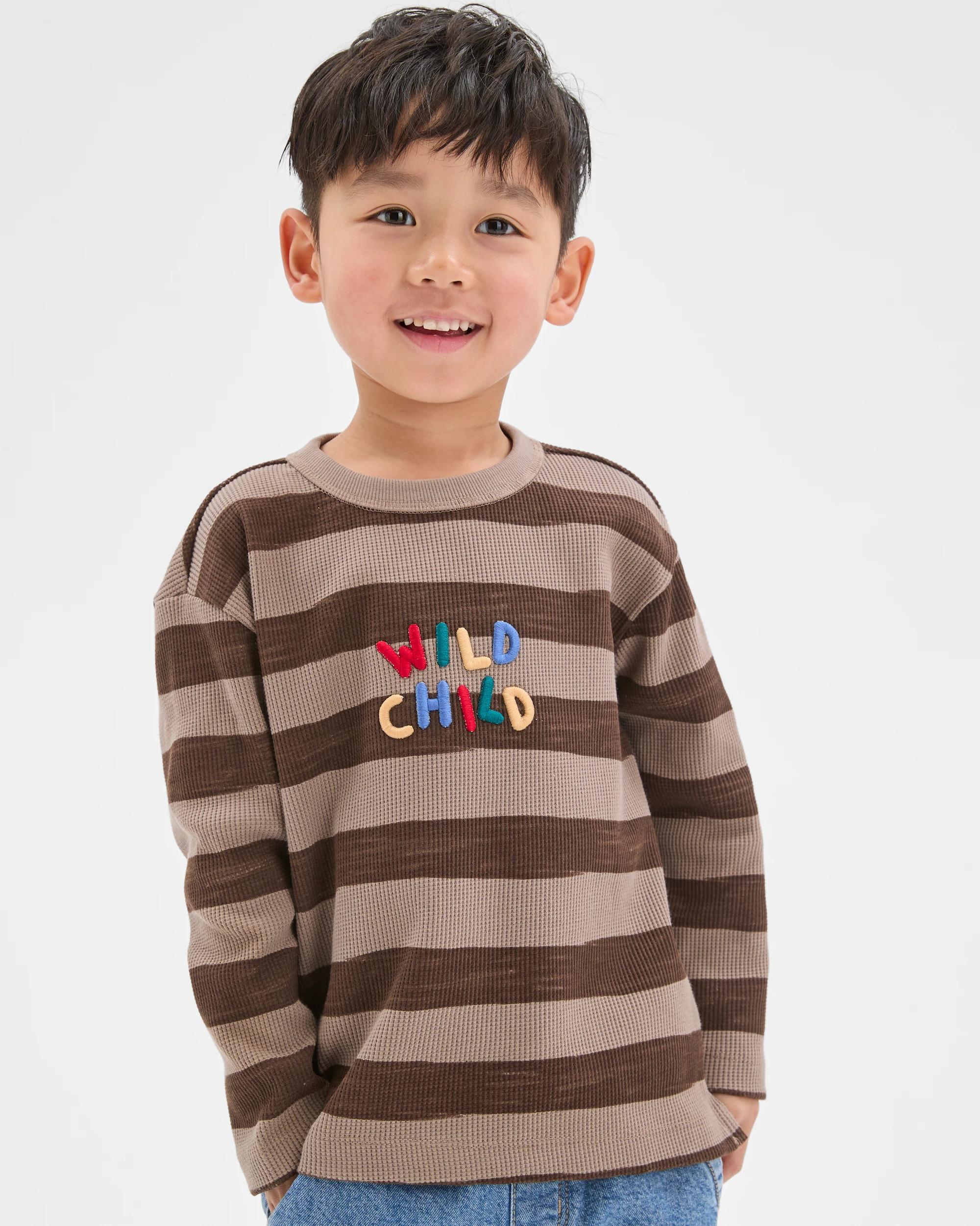 4 Target Kids Australian Cotton Long Sleeve Stripe T-Shirt BROWN, 4 of 8
