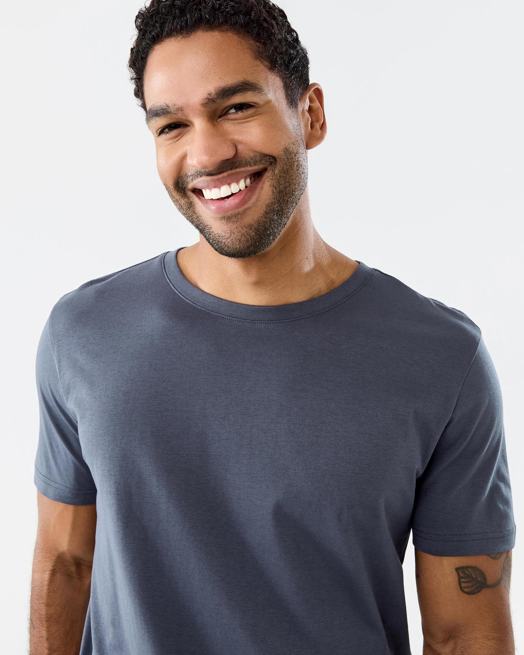 4 Cotton Longline T-shirt Blu Ombre, 4 of 6