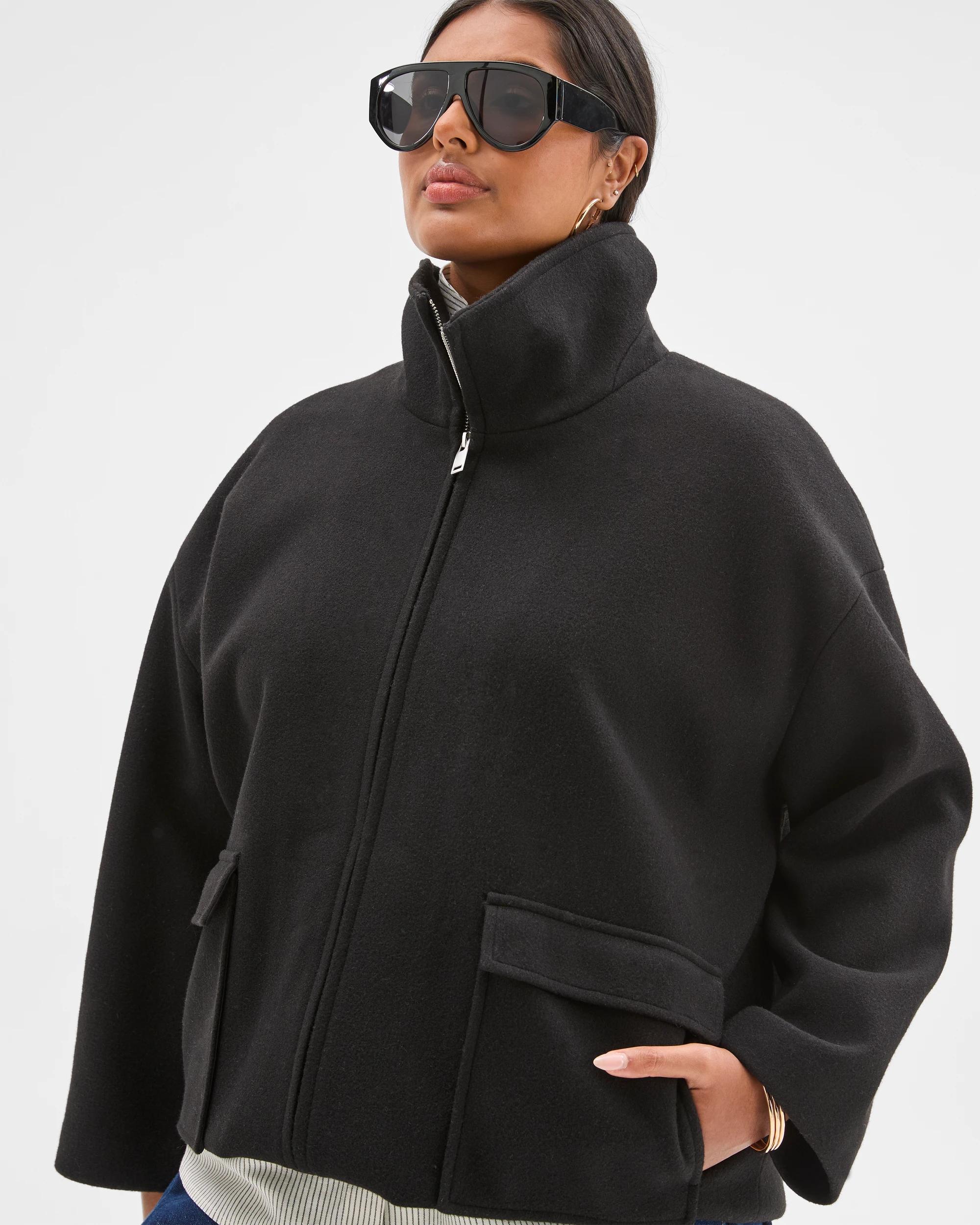 2 Target Curve Plus Size Zip Through Jacket BLACK, 2 of 6