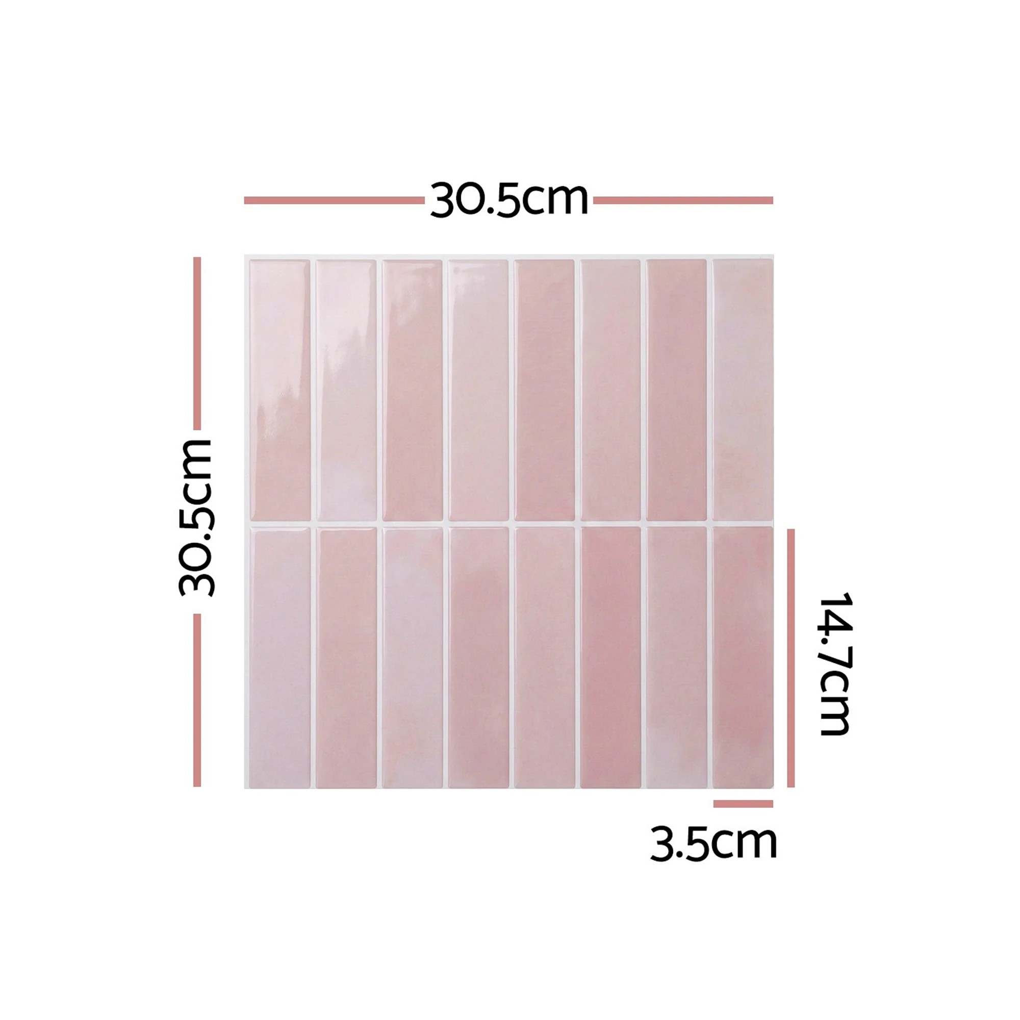 2 Artiss 3D Peel and Stick Wall Tiles Self Adhesive LinearGrid Backsplash 10 - Pink, 2 of 8
