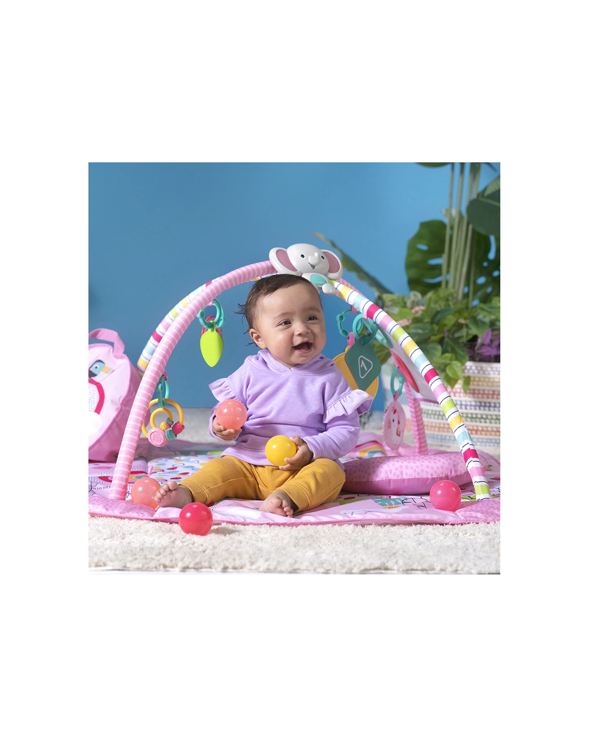 7 Bright Starts 5in1 Baby Your Way Play Mat Activity Gym Ball Pit Rainbow Tropics
 - Multi, 7 of 9