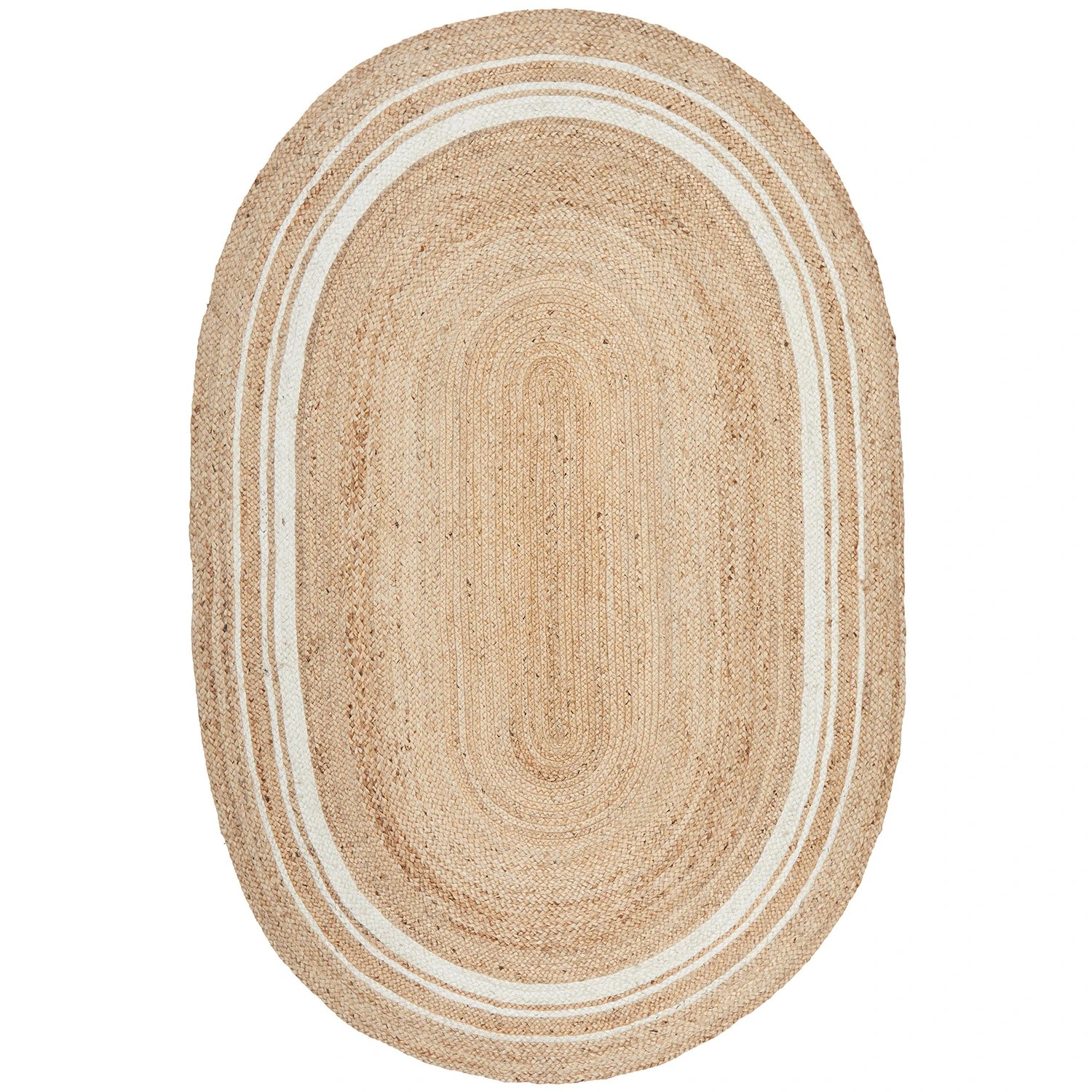 2 Common Ground Rugs Drift 111 280x190cm - Large Oval Hand Braided Jute Rug - Natural, 2 of 9