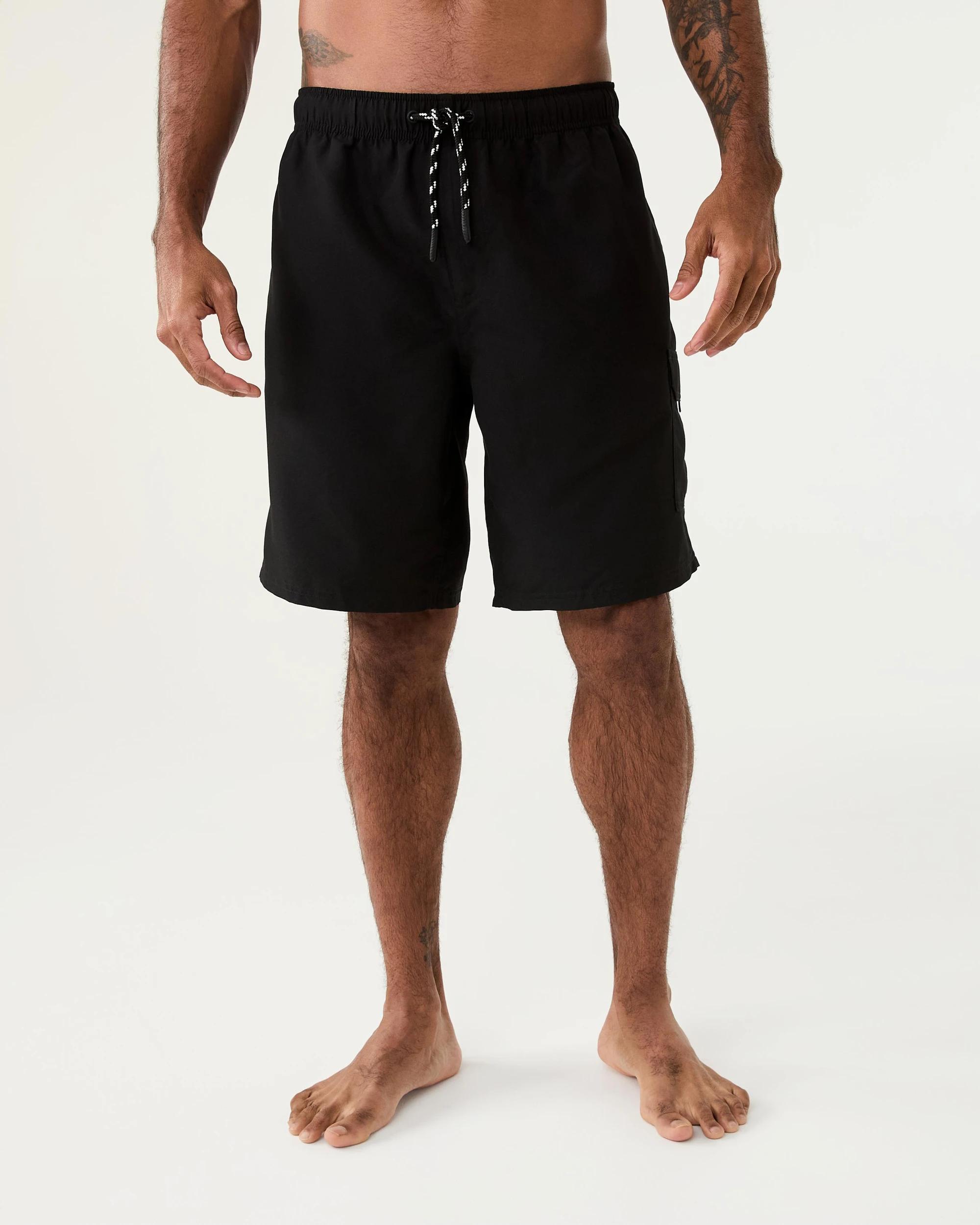 7 Elastic Waist Regular Cargo Boardshorts Black, 7 of 7