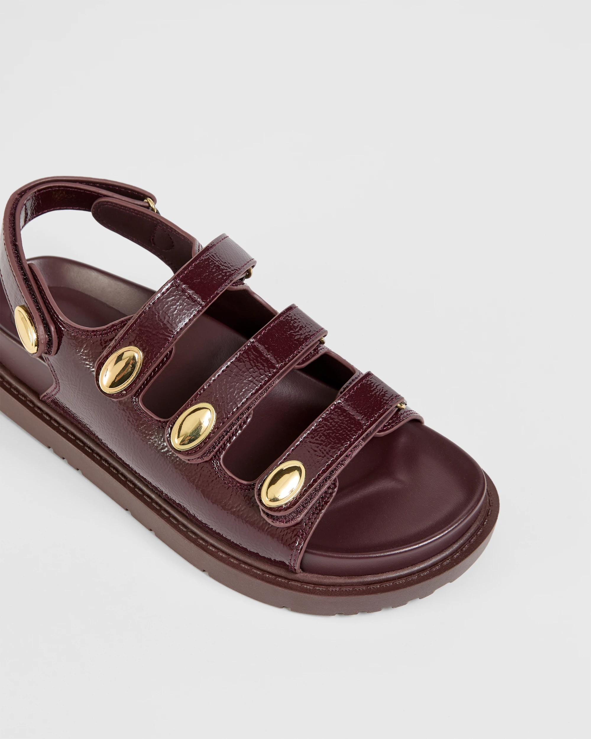 3 Target Woman Triple Strap Footbed Sandal - Katty BURGUNDY CRINKLE, 3 of 3