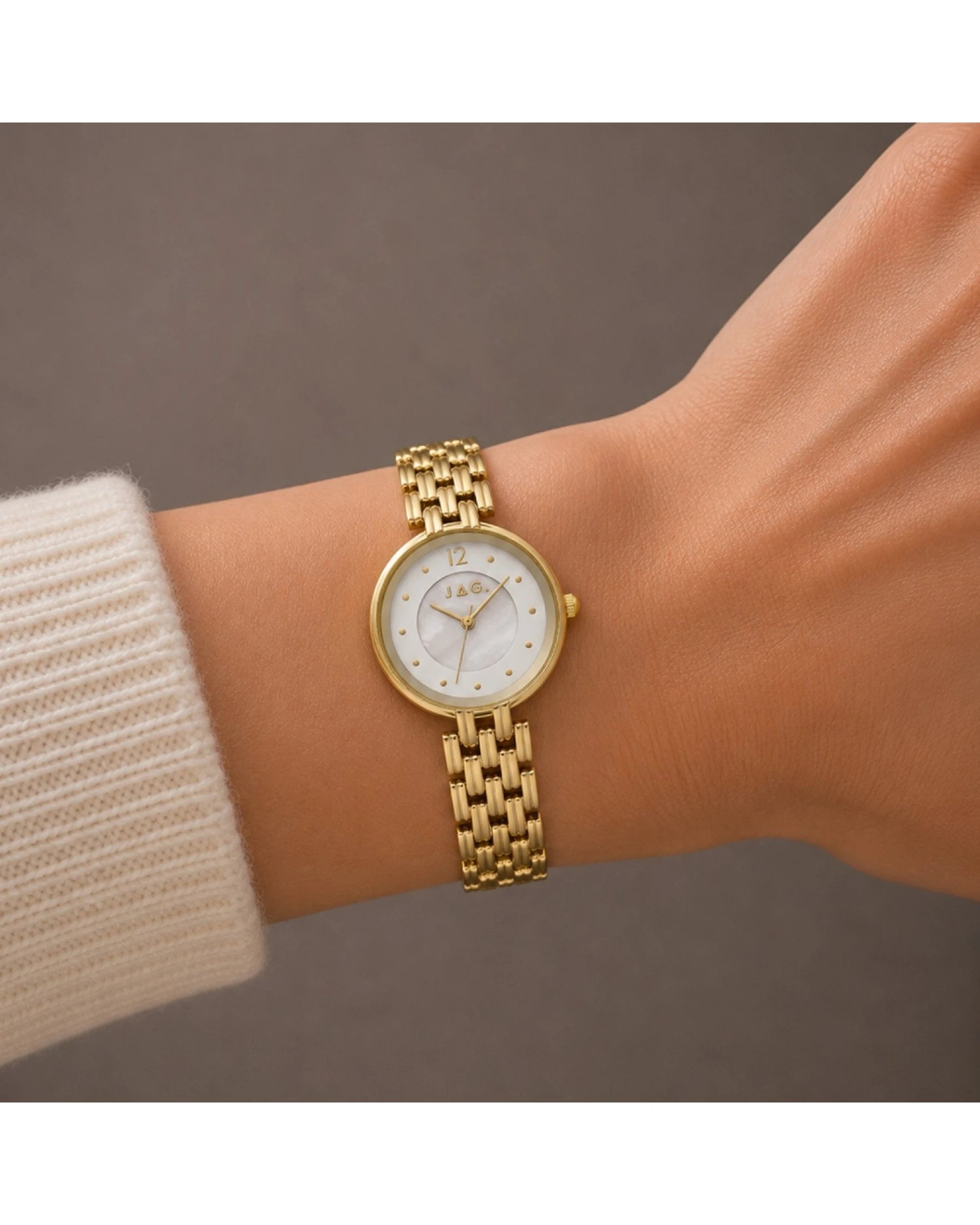4 JAG Iluka Women's Watch White Mother of Pearl Dial Gold Metal Band 30mm 3 ATM, 4 of 4
