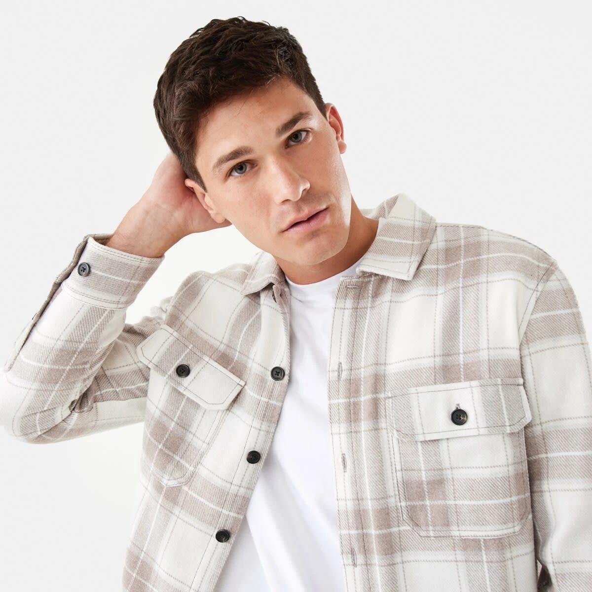 5 Long Sleeve Check Overshirt Bge Check, 5 of 7