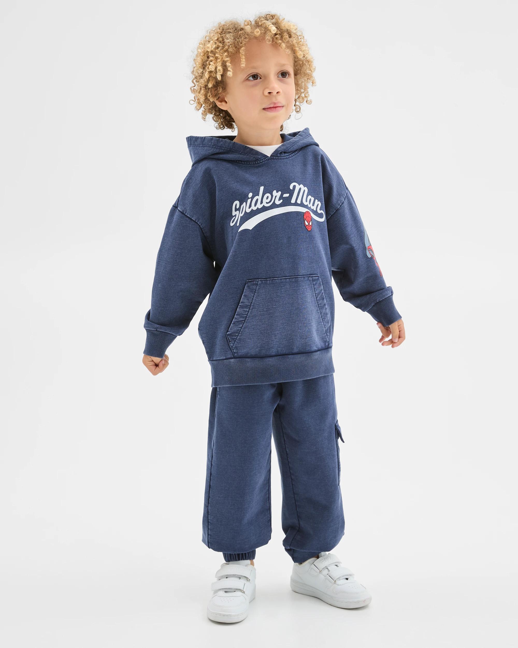 2 Marvel Spider-Man Australian Cotton Oversized Washed Sweat Hoodie BLACK IRIS, 2 of 8