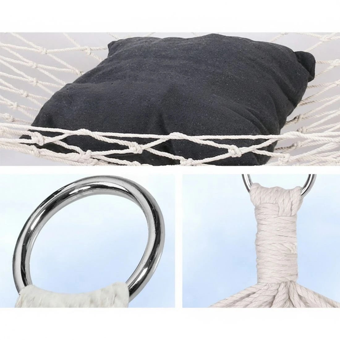 5 Gardeon Hammock Bed Outdoor Chair Camping Hammocks Hanging Mesh - Beige, 5 of 7