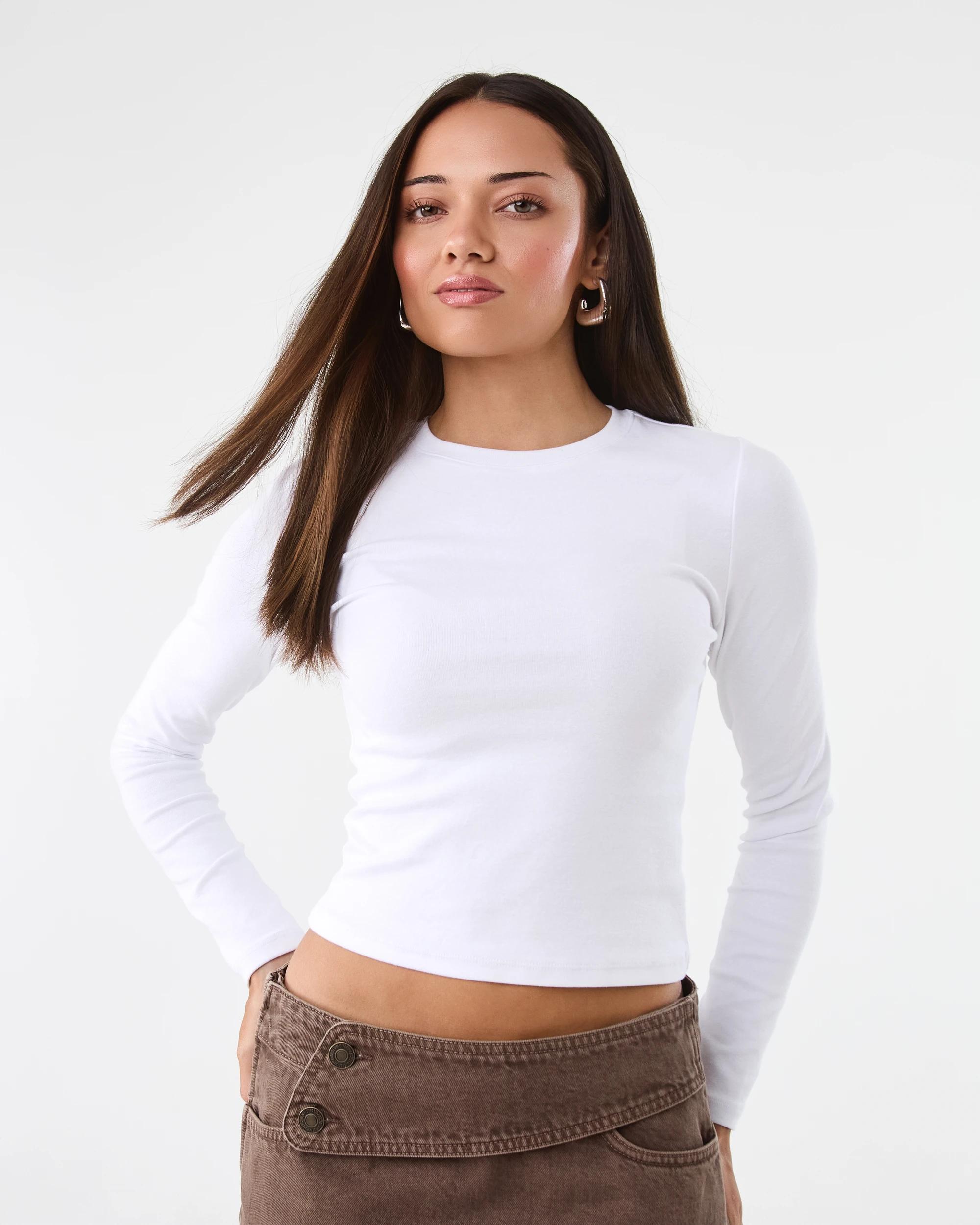1 Long Sleeve Neat Fit Top White, 1 of 9