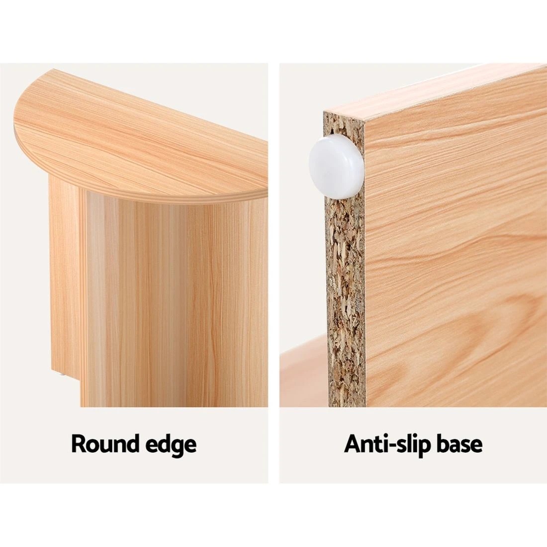 7 Artiss Coffee Table Semi-circle 48CM Pine Elva - Brown, 7 of 7