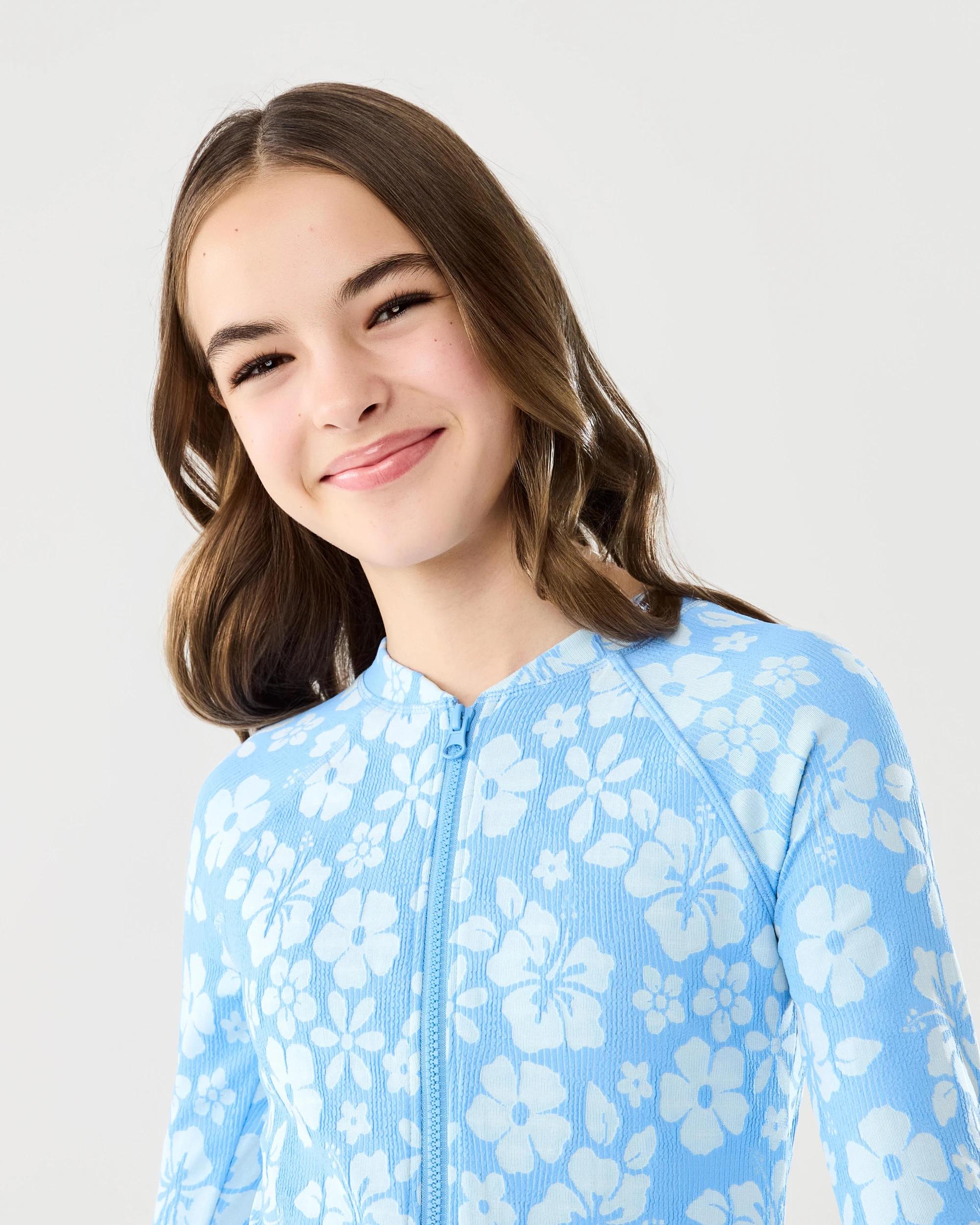 2 Long Sleeve Quarter Zip Front Bather Blue Icons, 2 of 5