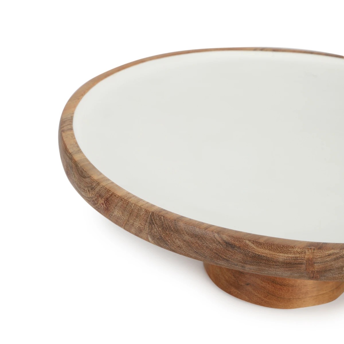 3 White Enamel and Acacia Wood Serve Stand, 3 of 7