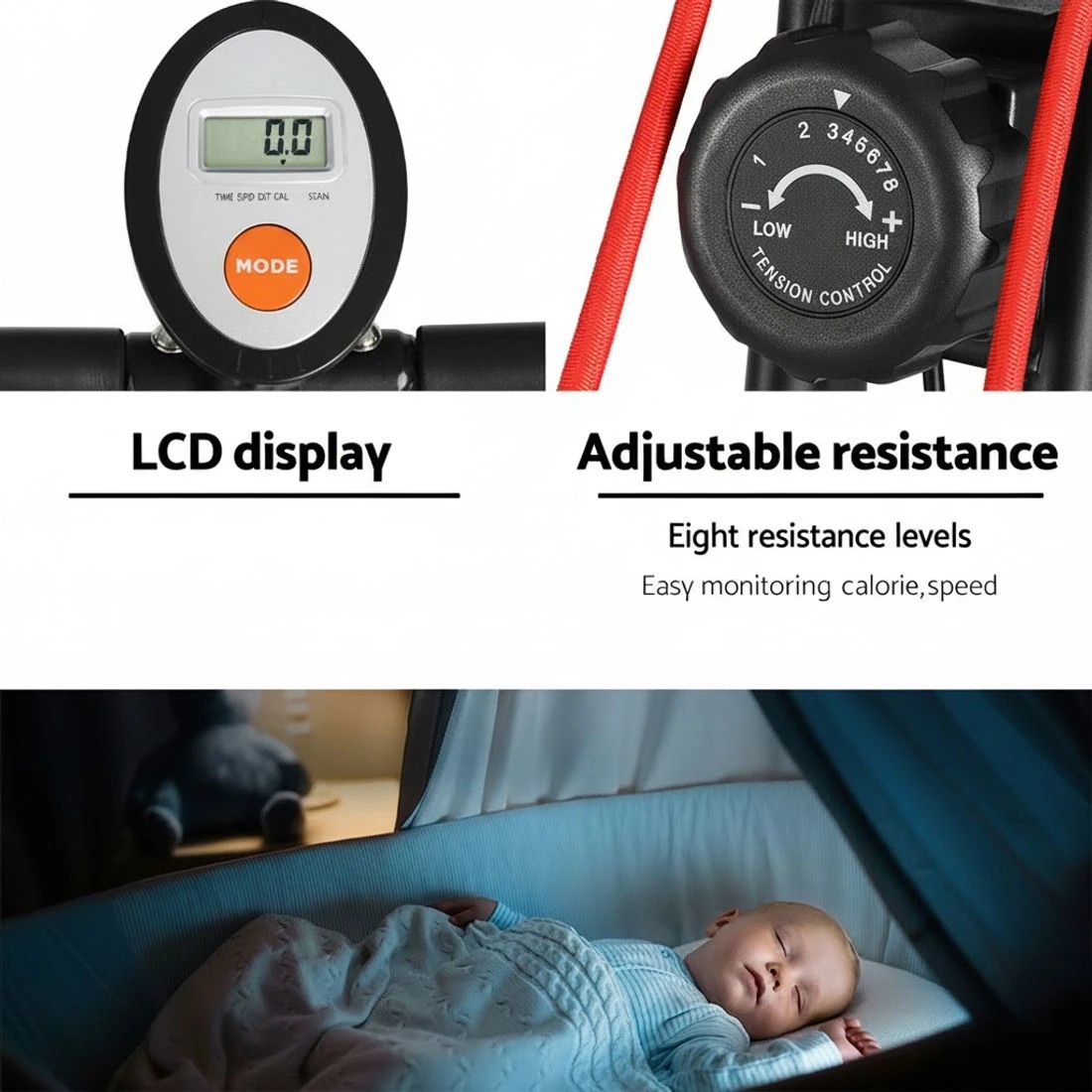 6 Everfit Folding Exercise Bike Magnetic X-Bike Indoor Cycling Resistance - Black, 6 of 6