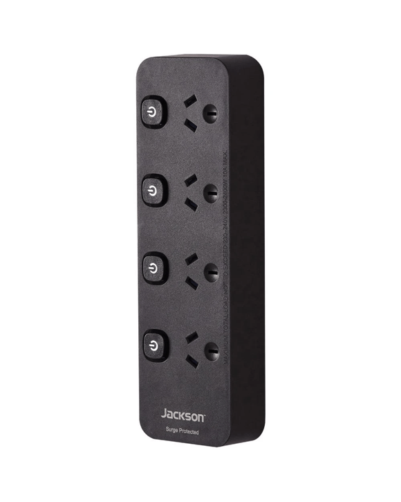 Jackson 4 Outlet Switched Powerboard Surge Protection Black