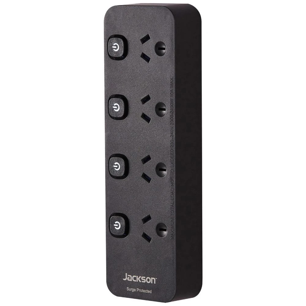 1 Jackson 4 Outlet Switched Powerboard Surge Protection Black, 1 of 7
