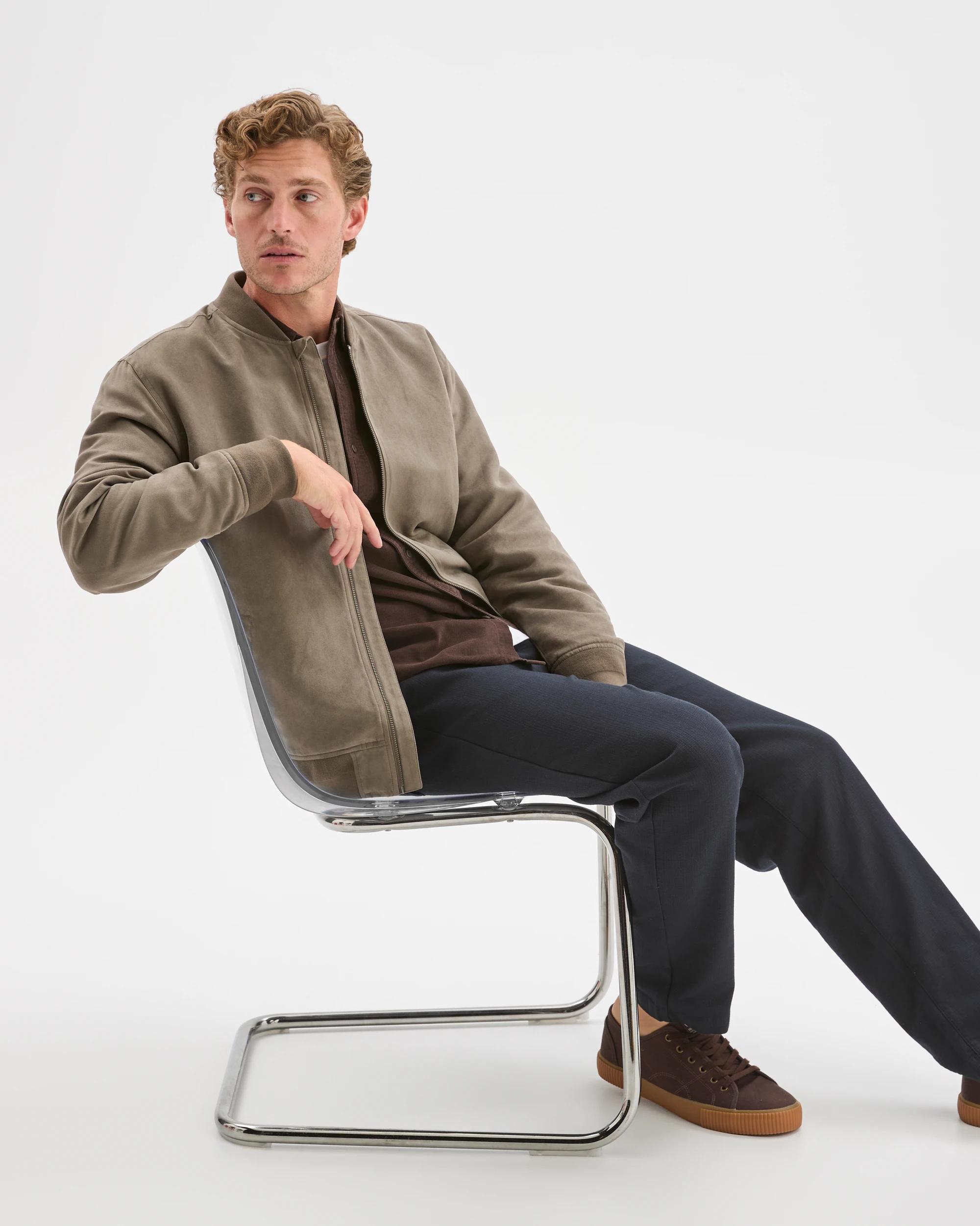 1 Target Man Faux Suede Bomber Jacket GREY OLIVE, 1 of 8