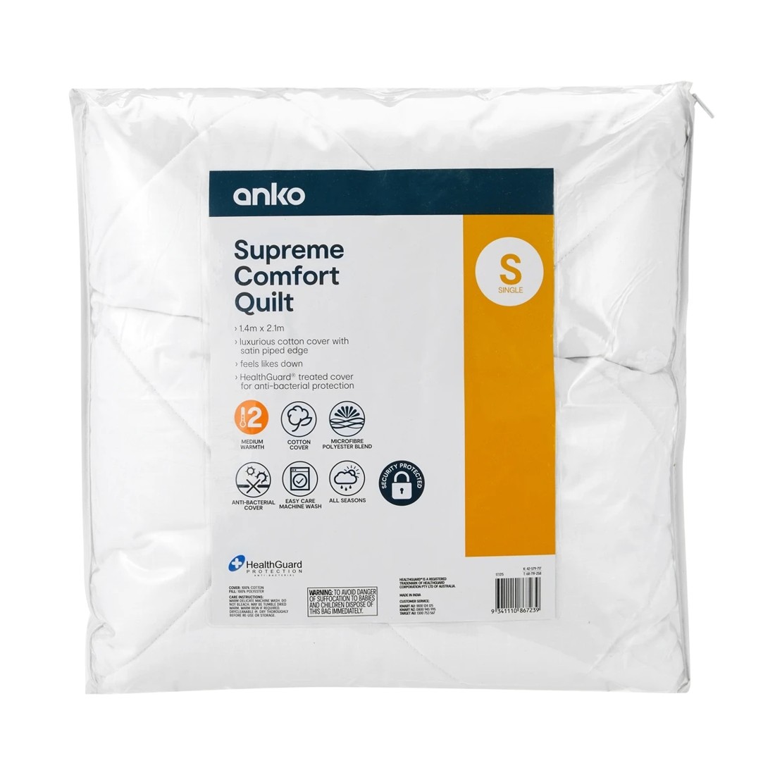 1 Medium Warmth Supreme Comfort Quilt - Single Bed, 1 of 3