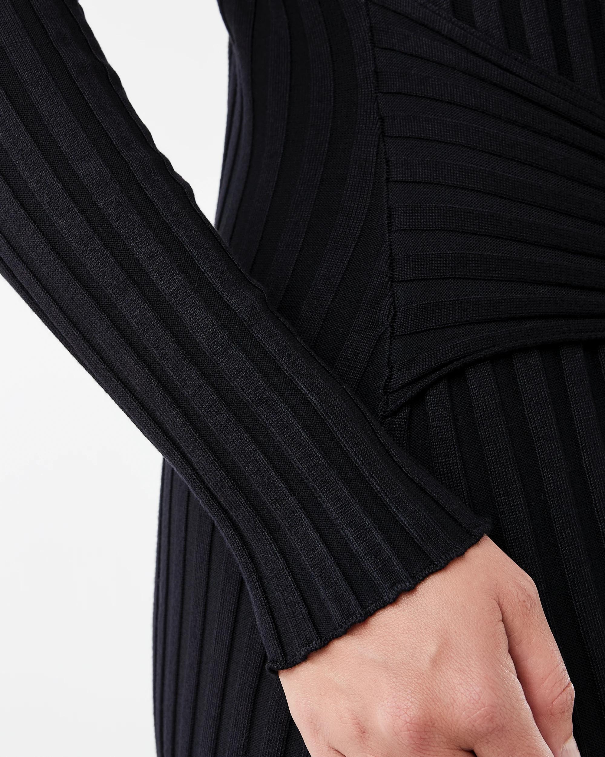 8 Long Sleeve Waist Tie Maxi Dress Black, 8 of 8