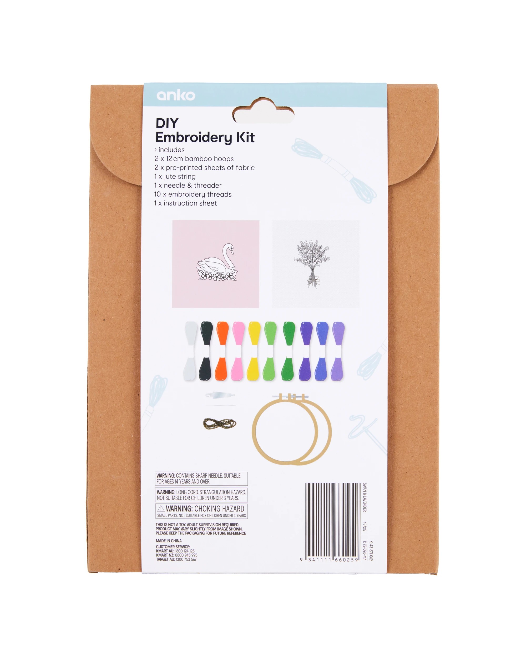 3 DIY Embroidery Kit - Swan and Lavender, 3 of 3