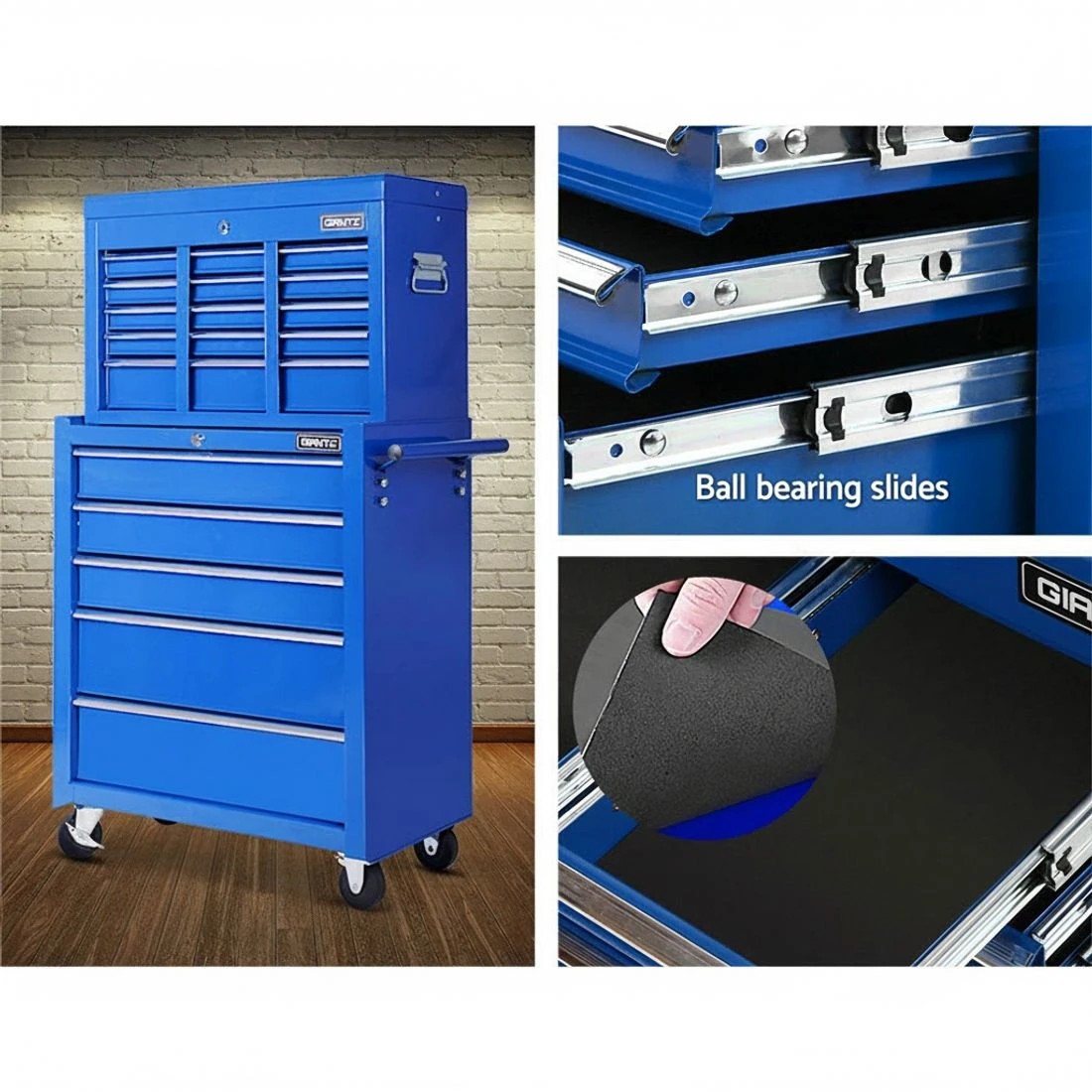 2 Giantz 14 Drawer Tool Box Cabinet Chest Mechanic Garage Storage Trolley - Blue, 2 of 5