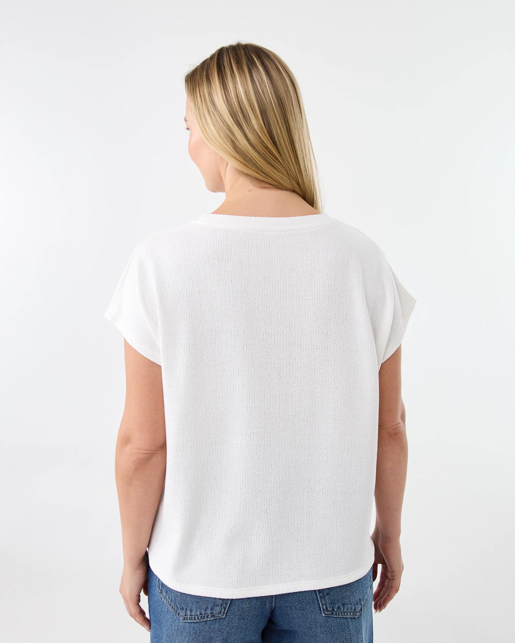 3 Short Extended Sleeve Textured Top Cld White, 3 of 5