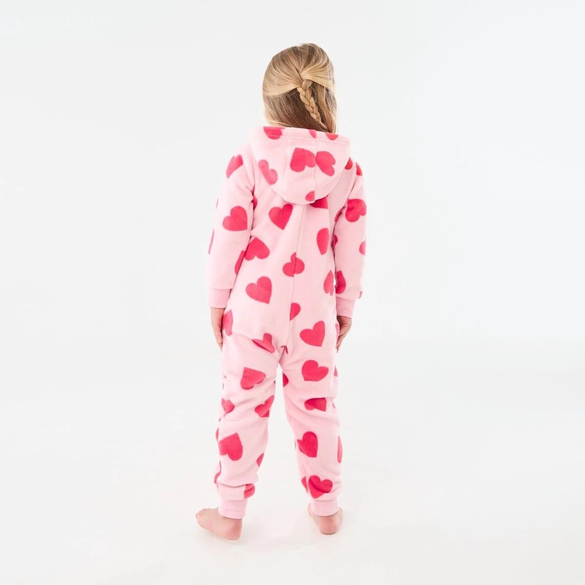 2 Novelty Fluffy All-In-One Sleepsuit Pnk Hearts, 2 of 8