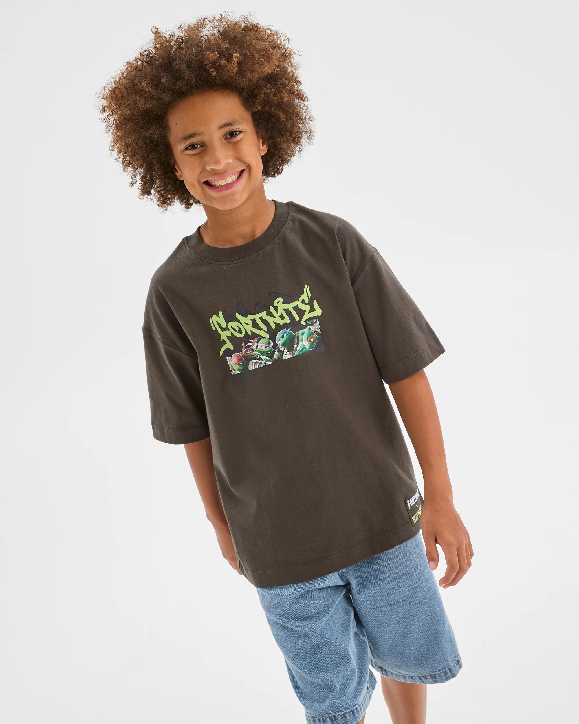 3 Teenage Mutant Ninja Turtles/Fortnite Australian Cotton Oversized T-Shirt DARK GREEN, 3 of 7