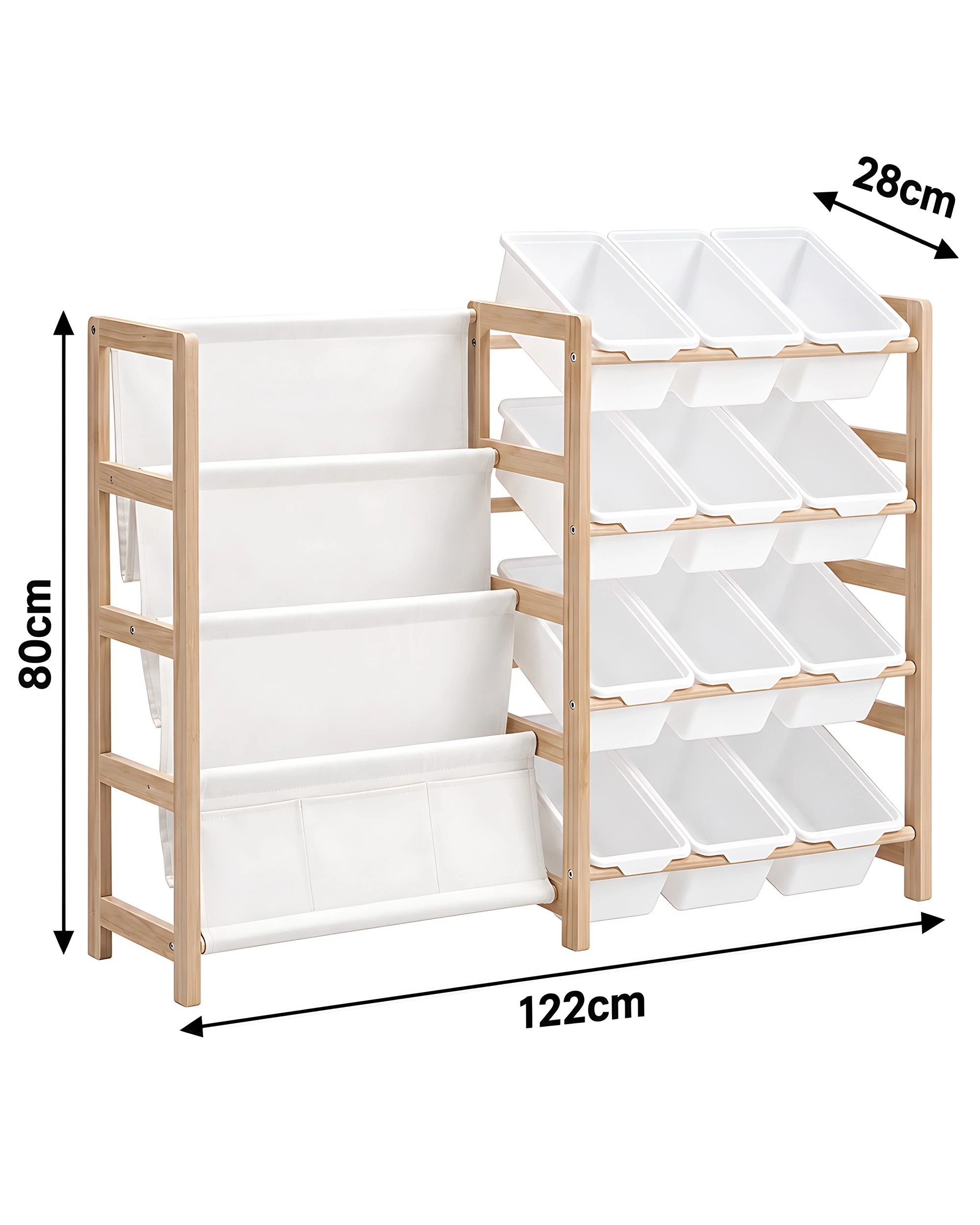 7 Playpals Montessori Toy Storage Organizer with Bookshelf Wooden Kids Book Rack and 12 Toy Bins, 7 of 8