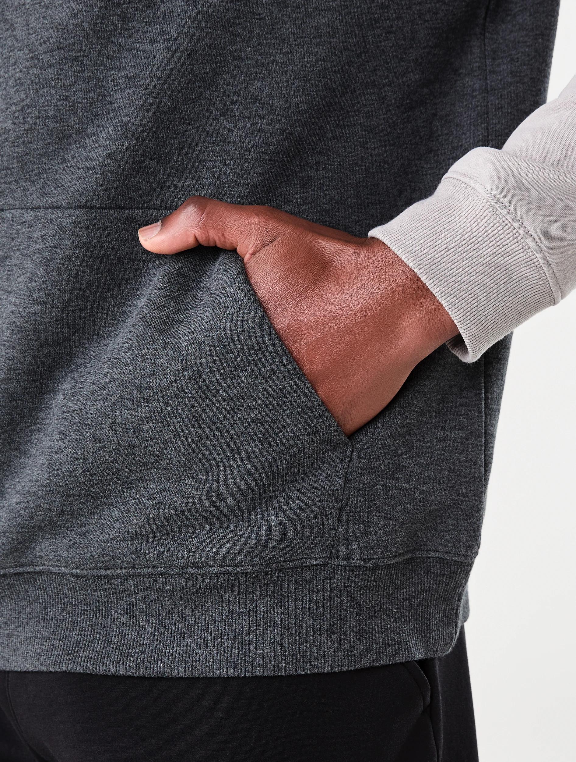 6 Active Mens Colour Block Hoodie Grey/char, 6 of 6