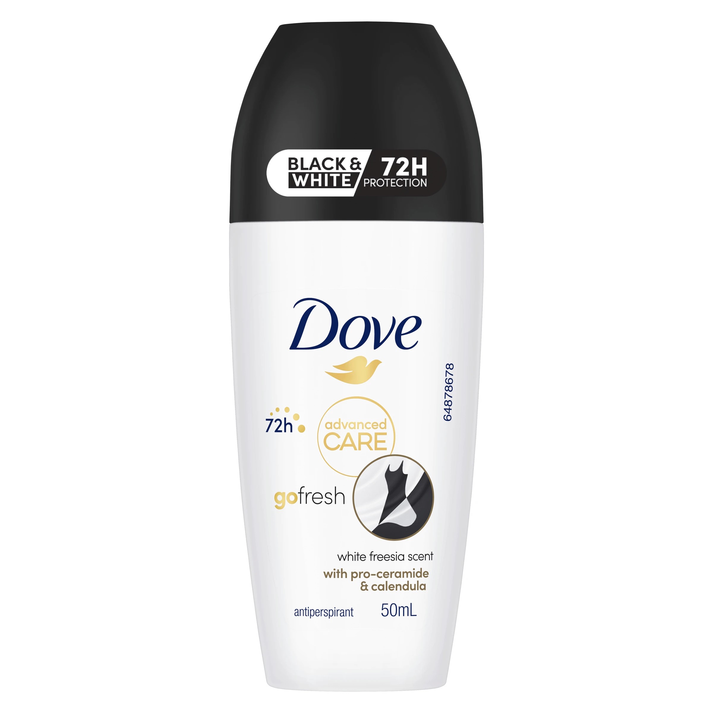1 Dove Advanced Care Go Fresh Antiperspirant Deodorant Roll-On 50ml - Pro-Ceramide and Calendula, White Freesia Scent, 1 of 3