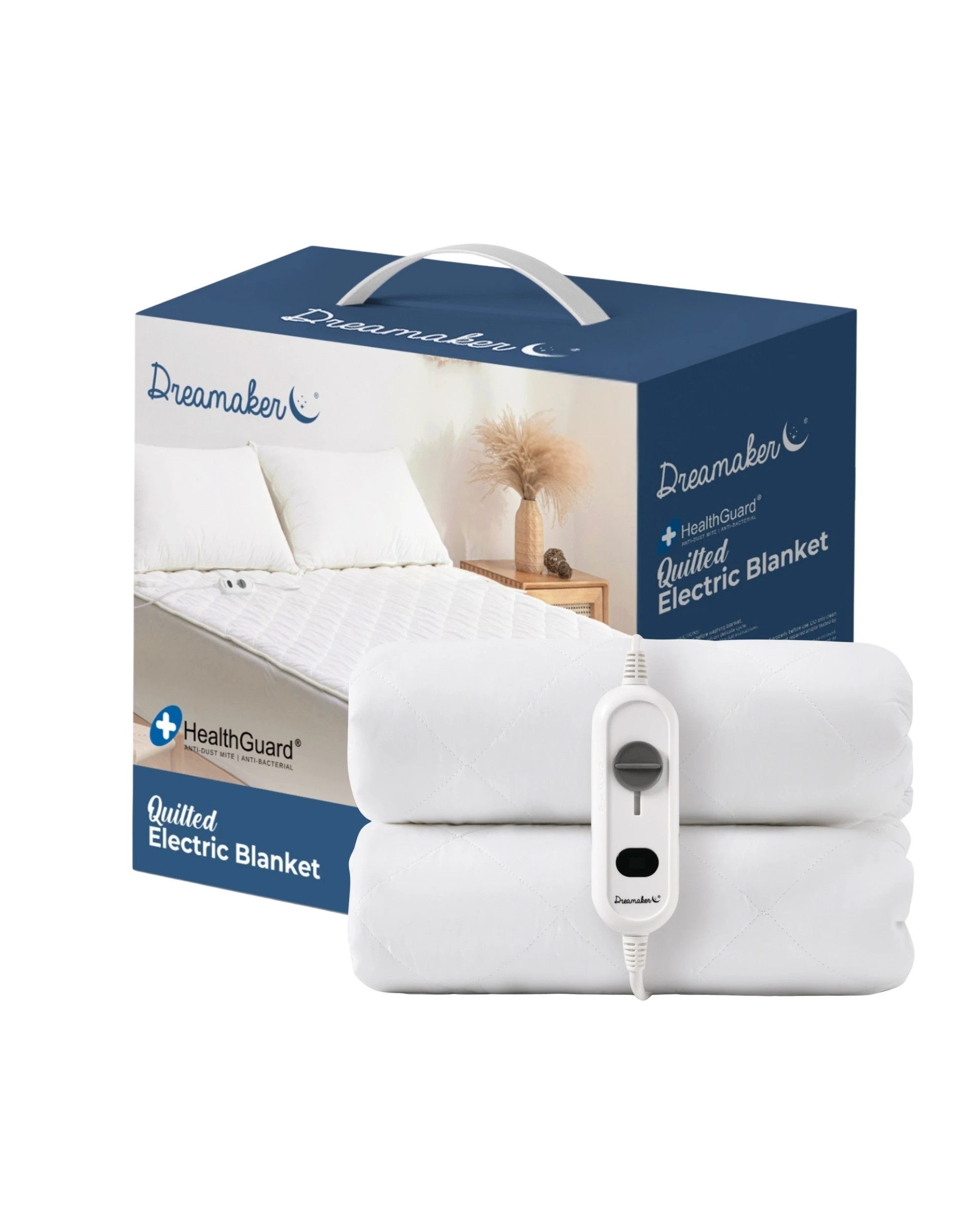 1 Dreamaker HealthGuard Quilted Electric Blanket - King Single Bed - White, 1 of 8