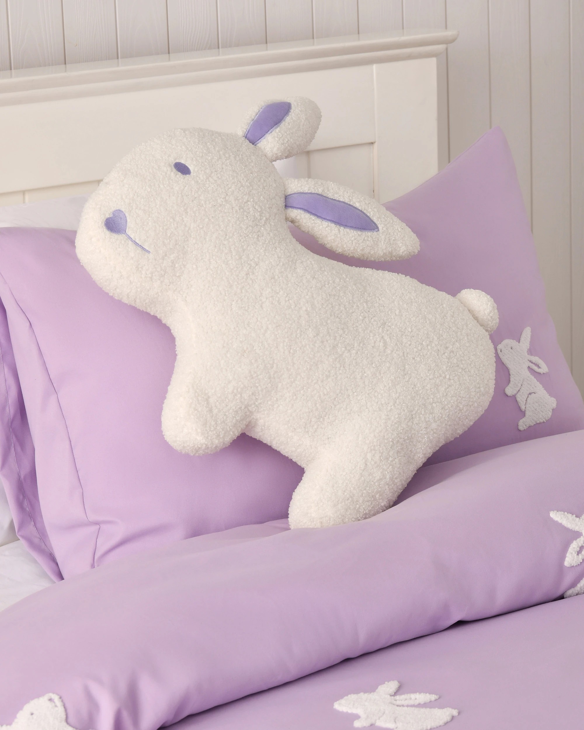 1 Jack & Ava Nibbles the Bunny Boucle Fleece Cushion - White, 1 of 5