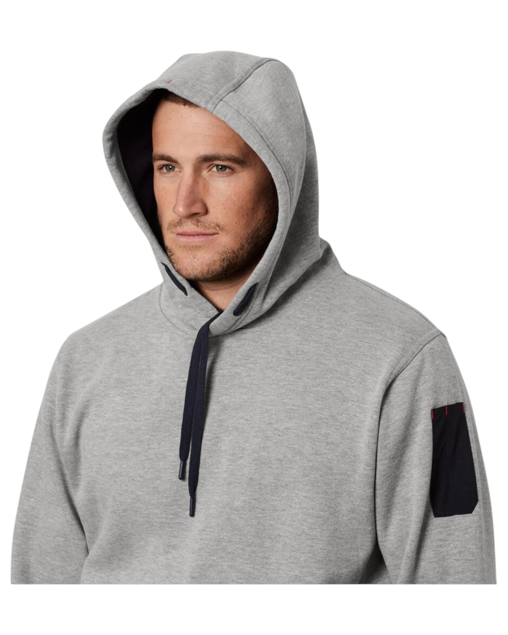 8 Hard Yakka Mens Brushed Fleece Hoodie Jumper Grey Marle GREY MARLE, 8 of 9