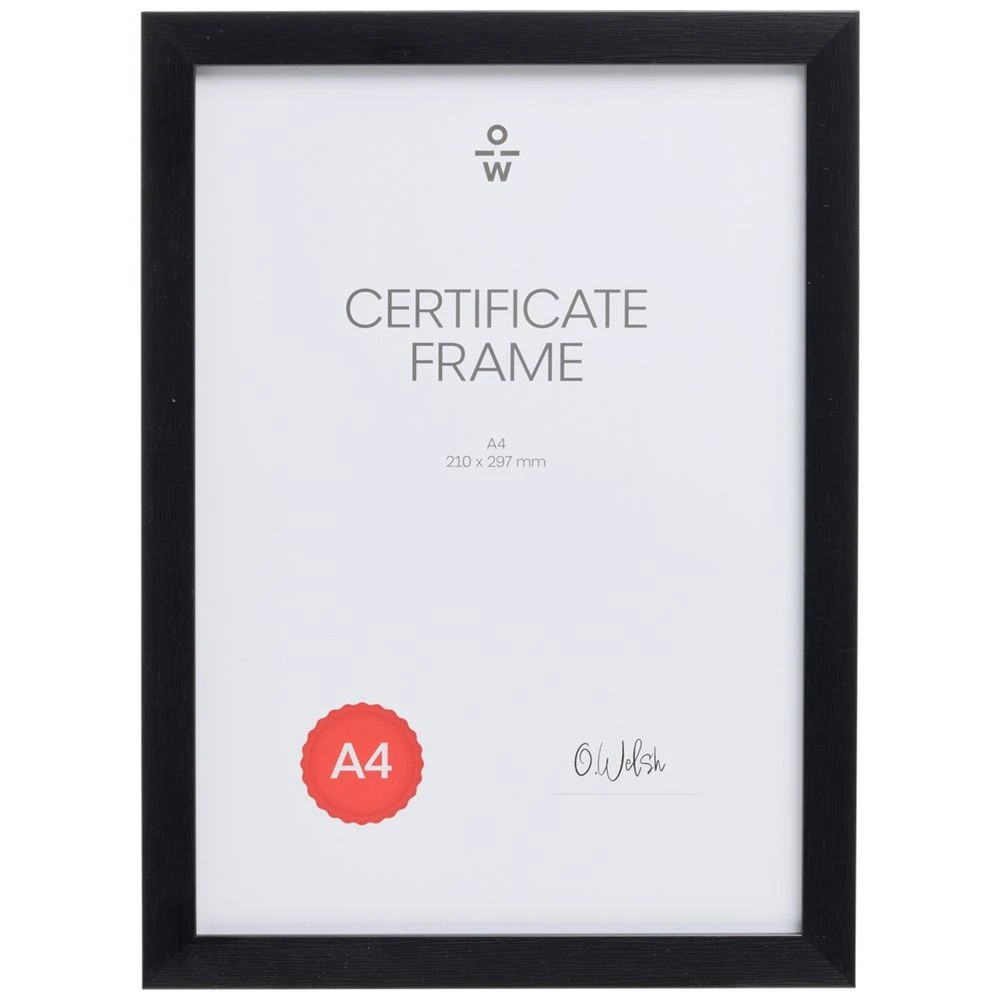 3 A4 Certificate Frame Brush Black, 3 of 4