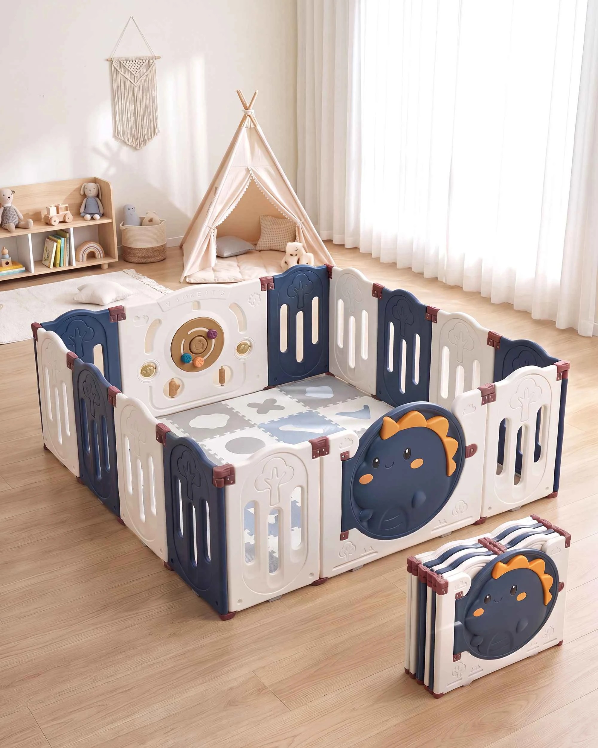 2 Playpals 14 panels Baby Playpen Kids 
Compact Safety Gate Toddler Fence Child Play, 2 of 10