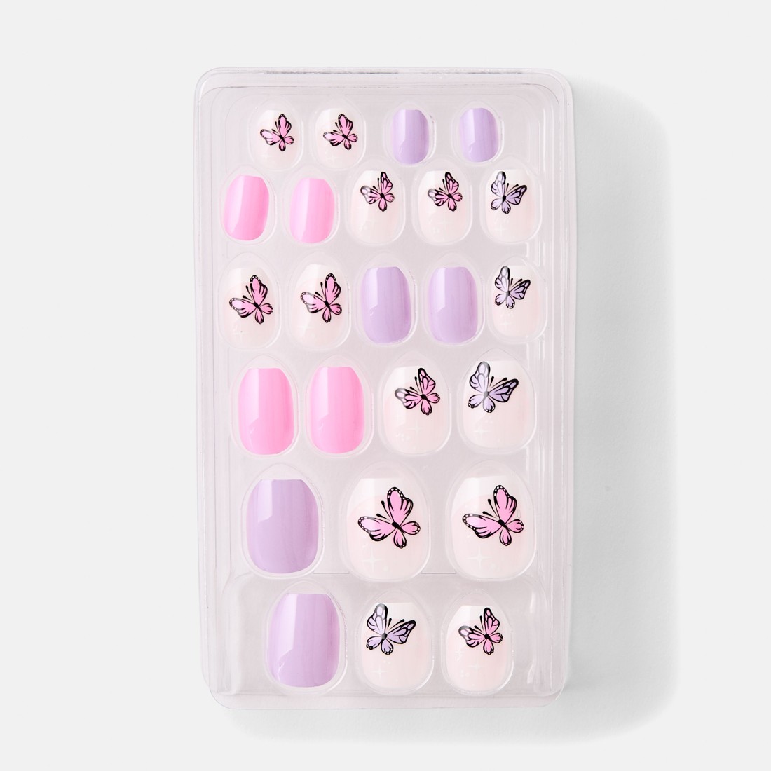 3 OXX Junior 24 Pack Kids Pre-Glued Stick-On Nails - Butterflies, 3 of 5