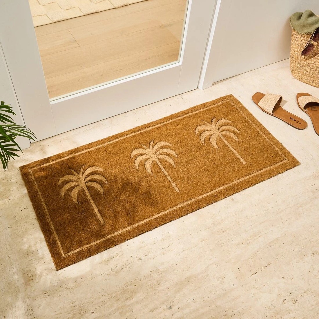1 Palm Debossed Door Mat - 100cm x 45cm, 1 of 5