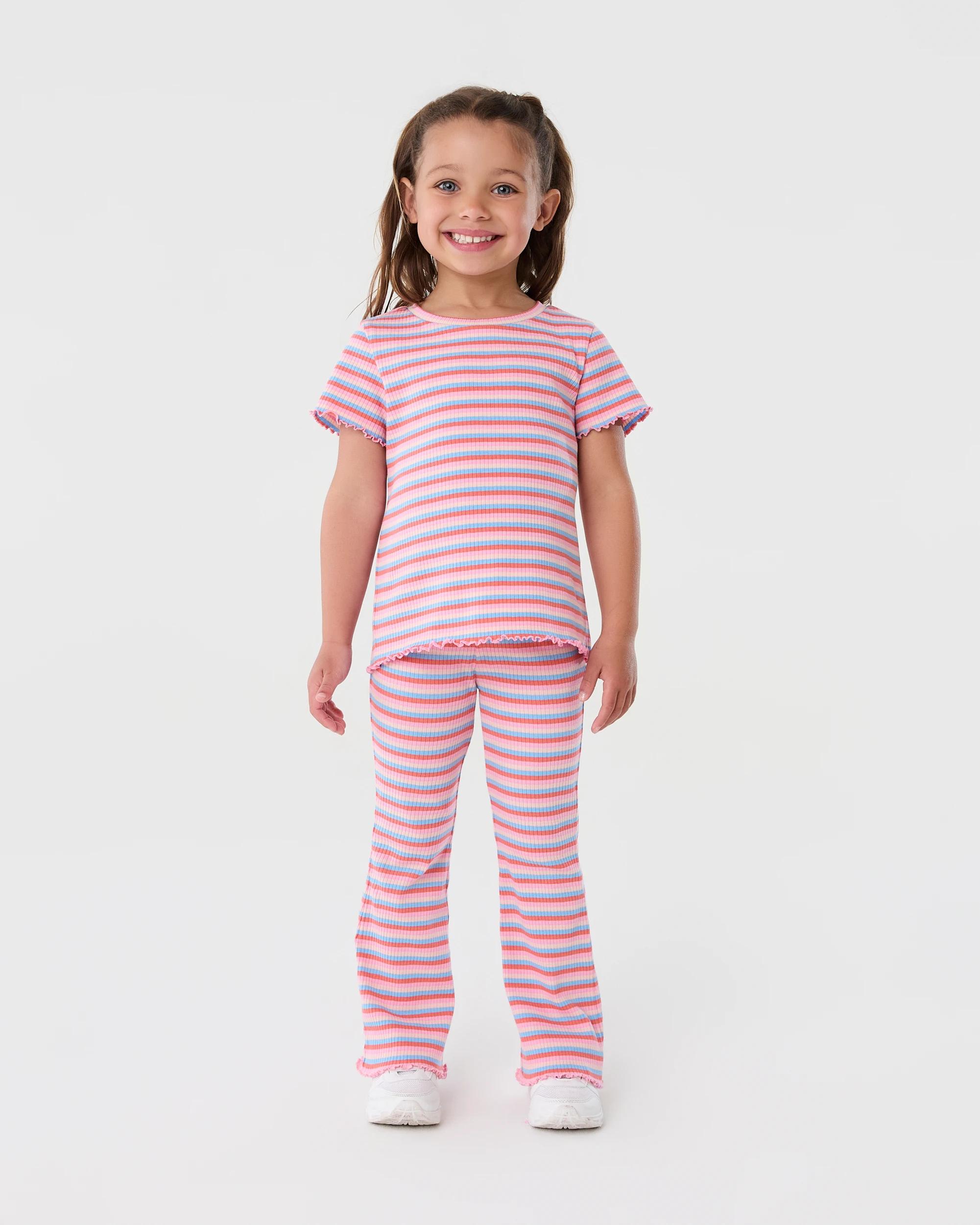 6 Ribbed Flare Leggings Mlt Stripe, 6 of 7