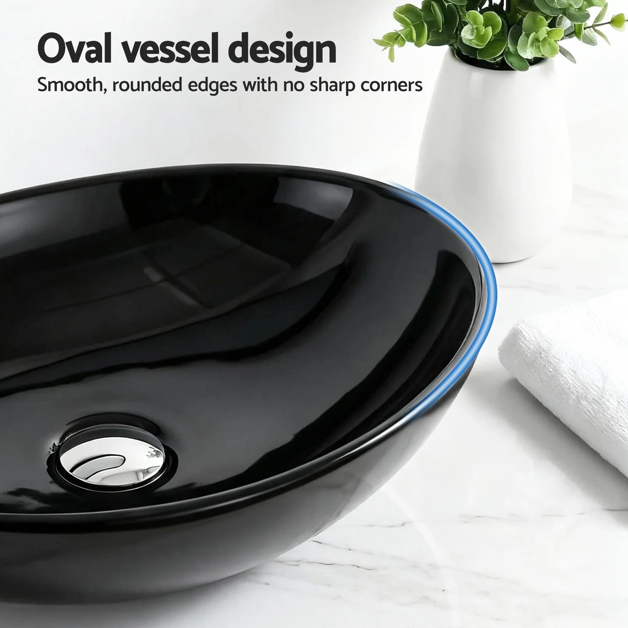 4 Cefito Bathroom Basin Ceramic Vanity Sink Hand Wash Bowl - Black, 4 of 7