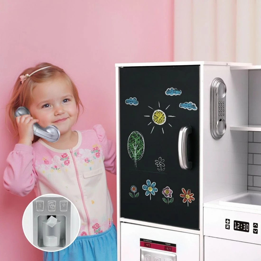 5 Keezi Kids en Pretend Kitchen Play Set Cooking Toys Pot Ice Cup Oven board 80CM - White, 5 of 6