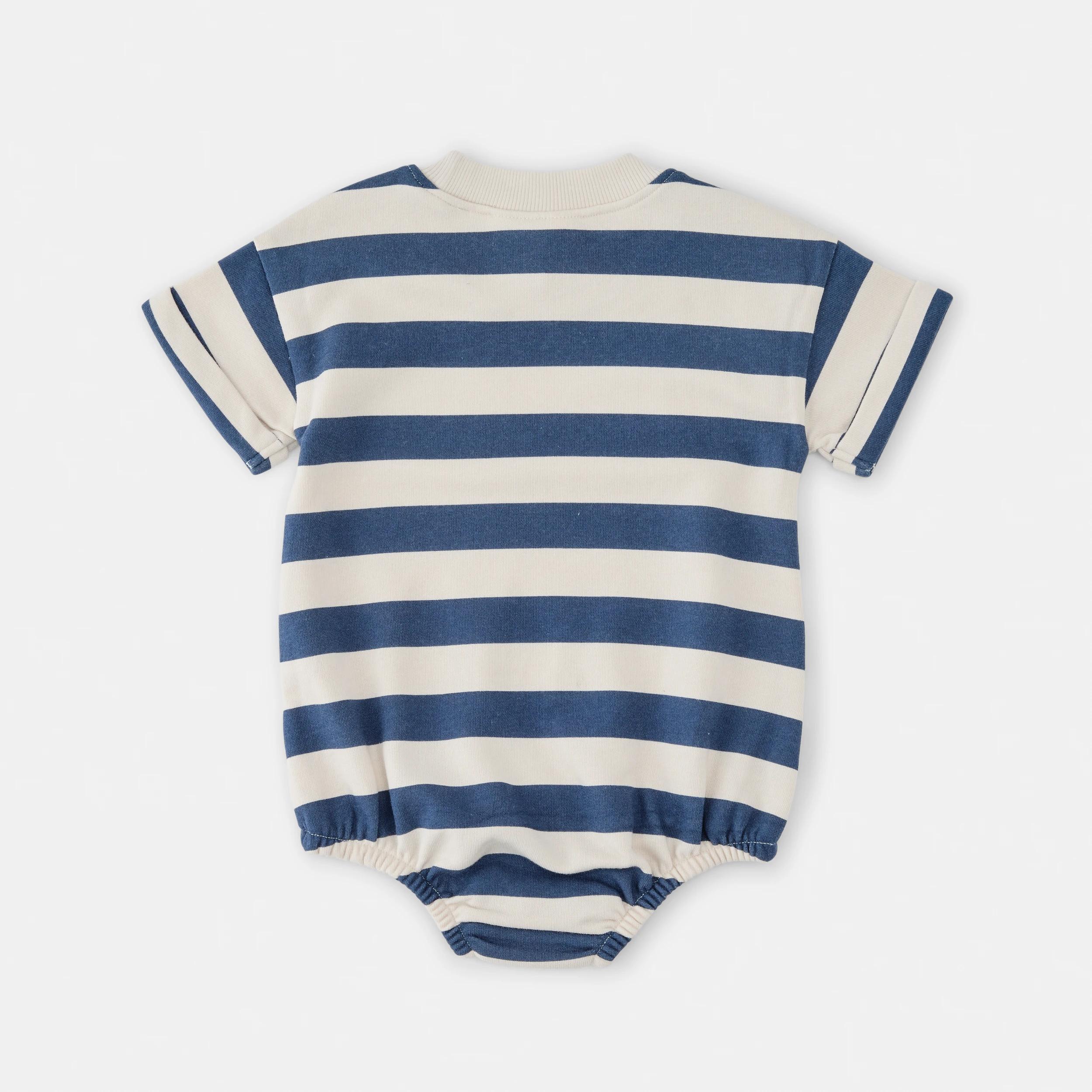 2 Short Sleeve Terry Bodysuit MUTED NAVY STRIPE, 2 of 5