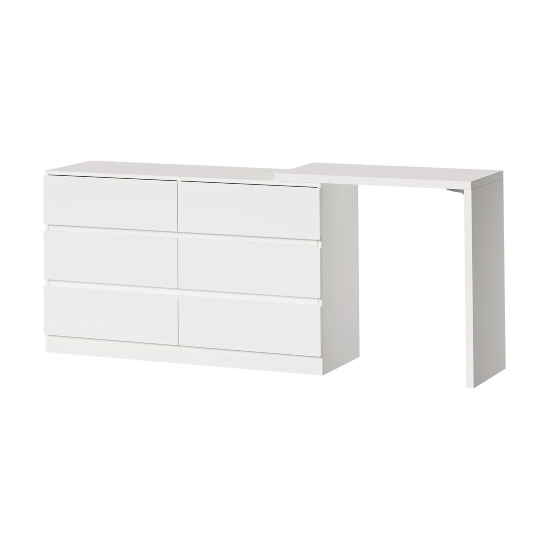 1 Oikiture 6 Chest Of Drawers Dresser With Side Table Storage
 - White, 1 of 9
