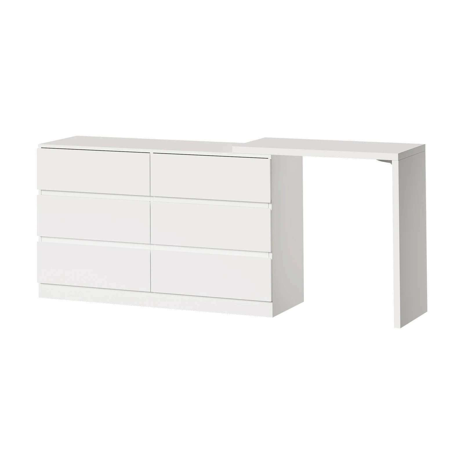 1 Oikiture 6 Chest Of Drawers Dresser With Side Table Storage
 - White, 1 of 9