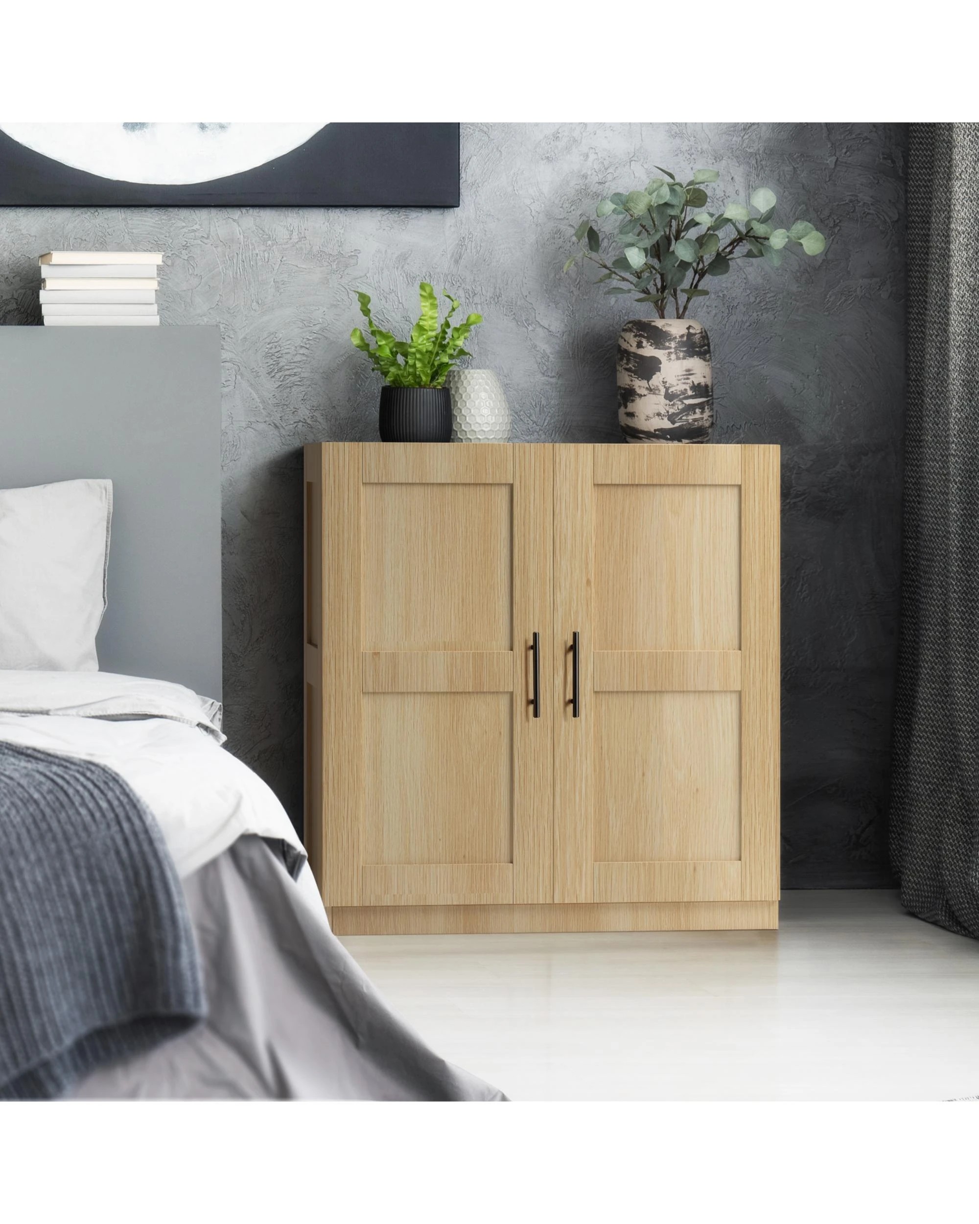 3 Kodu Low Storage Laundry Cabinet 2 Doors Oak - Natural, 3 of 7