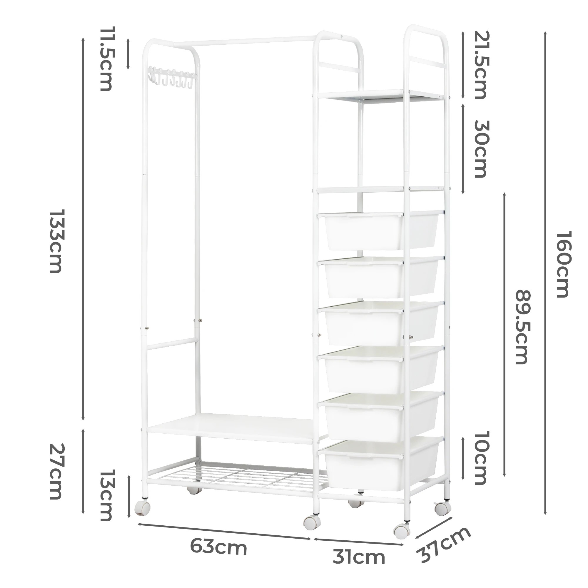 3 Levede Heavy Duty Metal Clothes Rail Rack Garment Stand Steel Open Wardrobe 94cm, 3 of 9