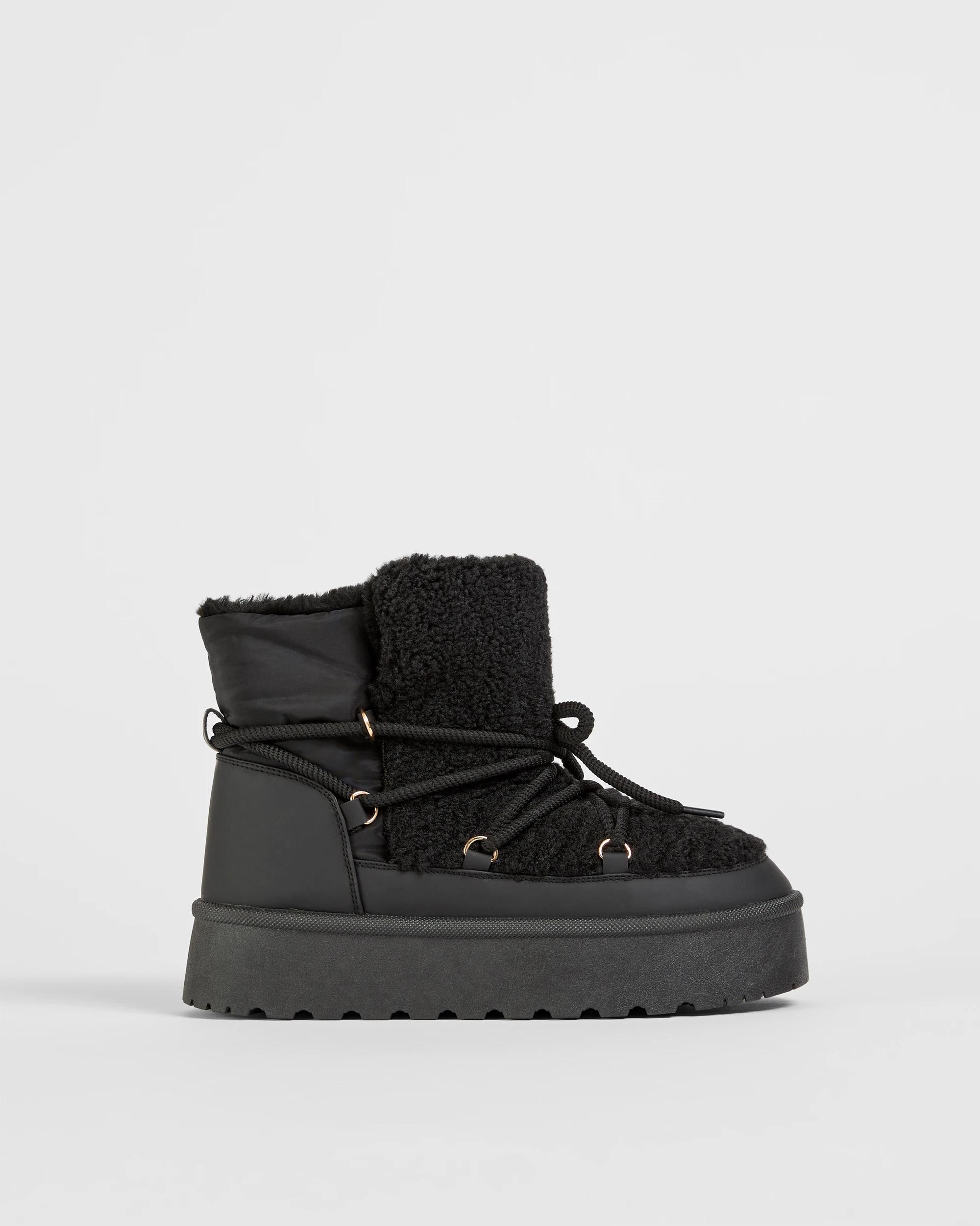 1 Target Woman Lace Up Slipper Boot BLACK, 1 of 3