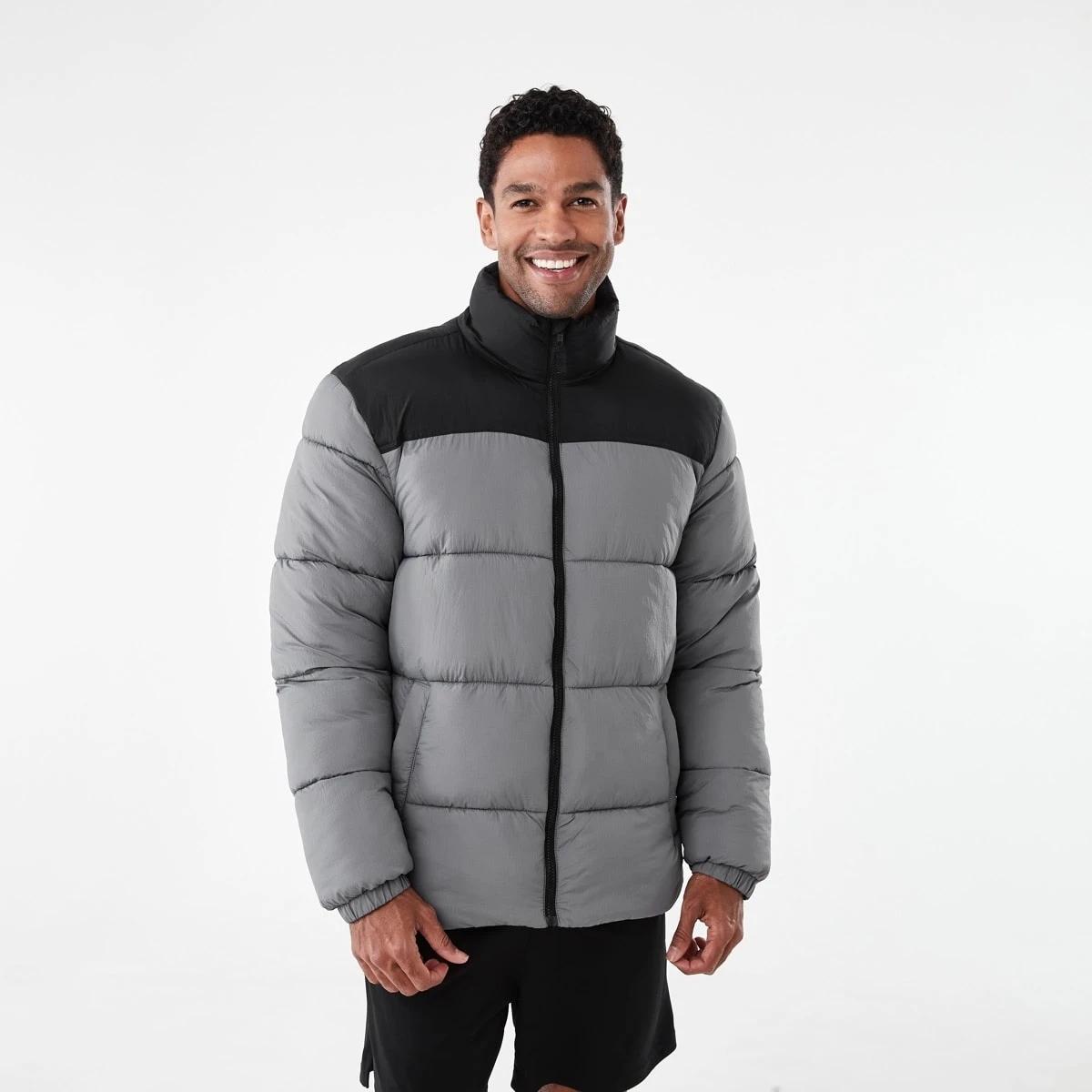 2 Active Mens Outdoor Funnel Contrast Puffer Jacket Quietshade, 2 of 7
